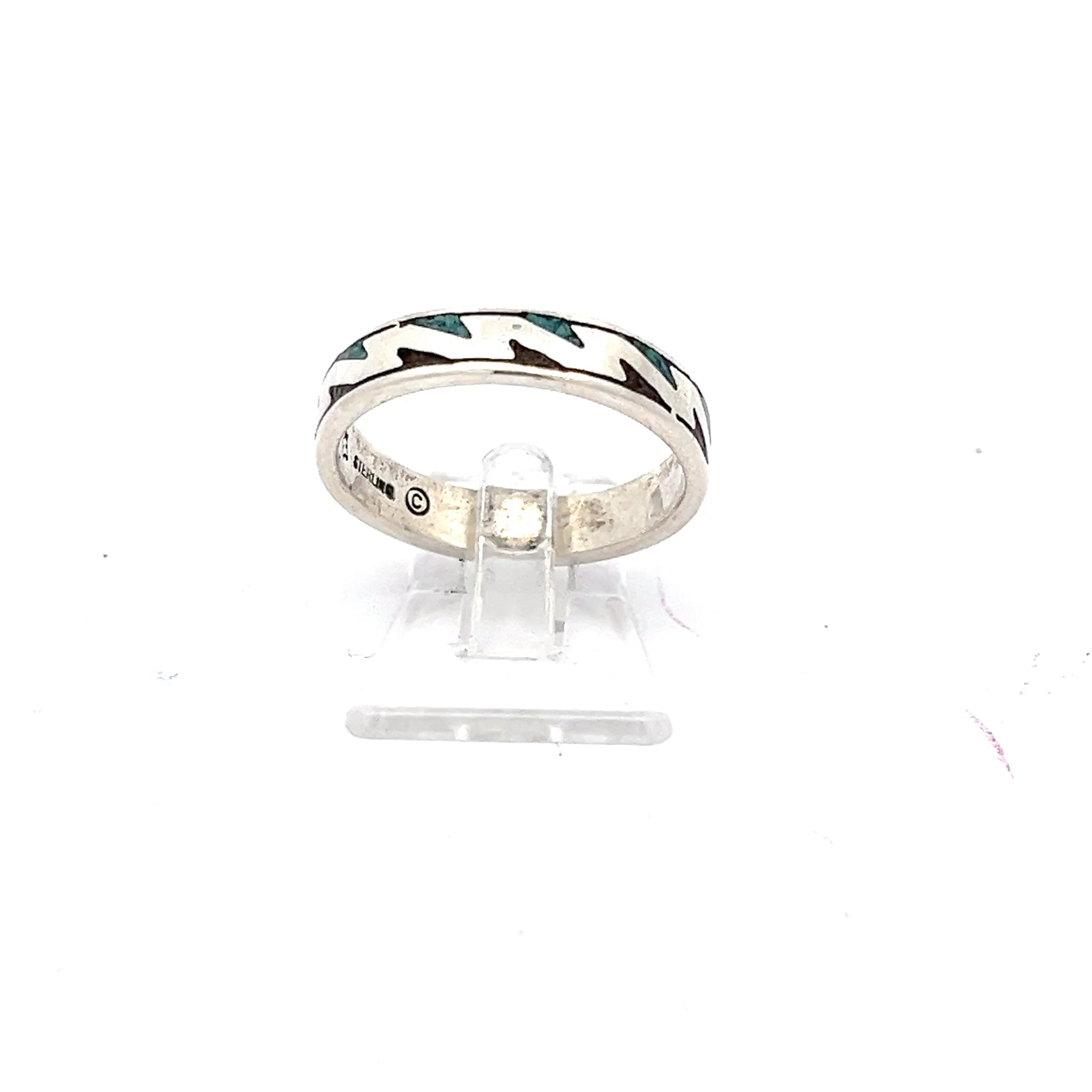 Sterling Silber Ring mit Farbelementen in Türkis und in Braun *55