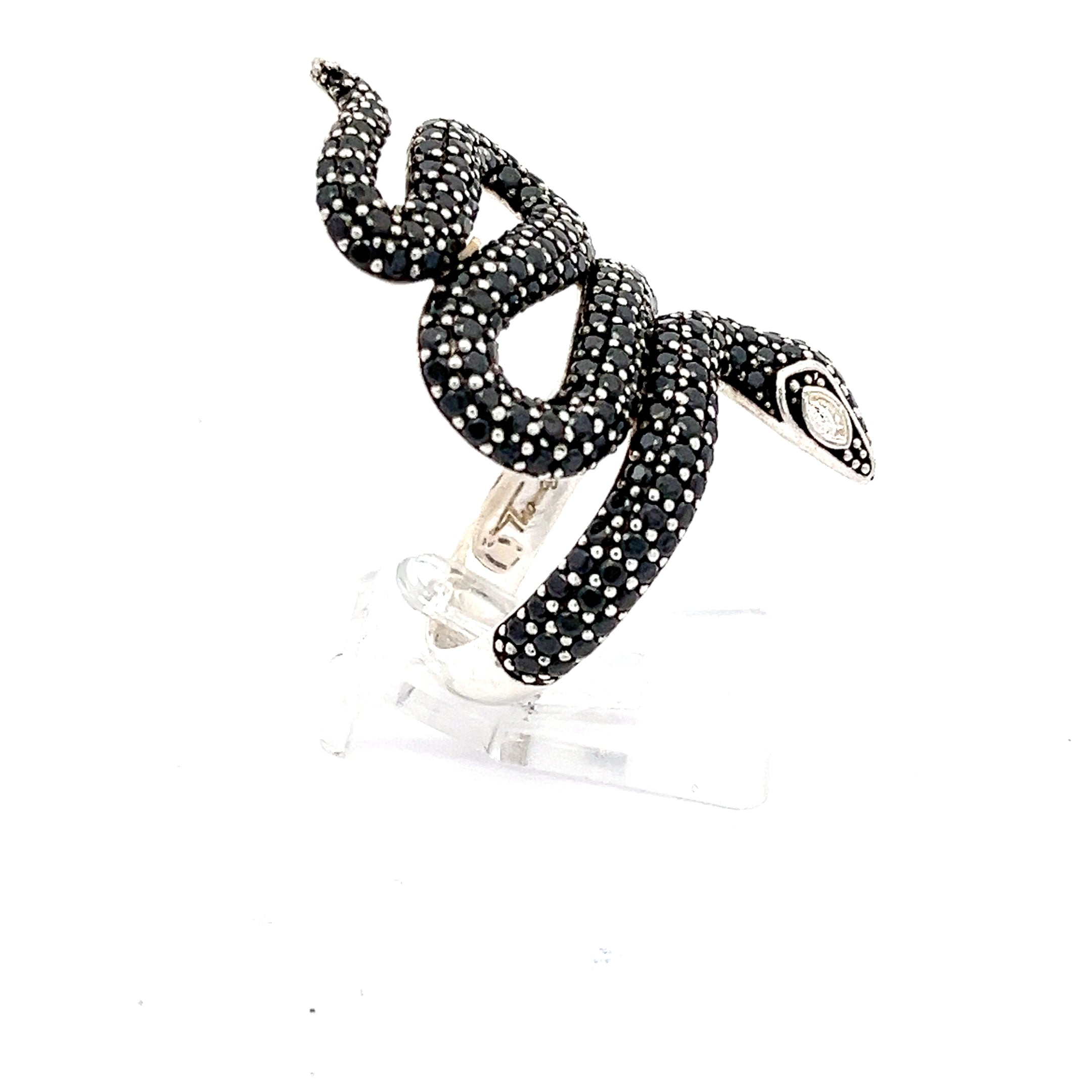 Schlangenring Sterling Silber schwarze Steine *58