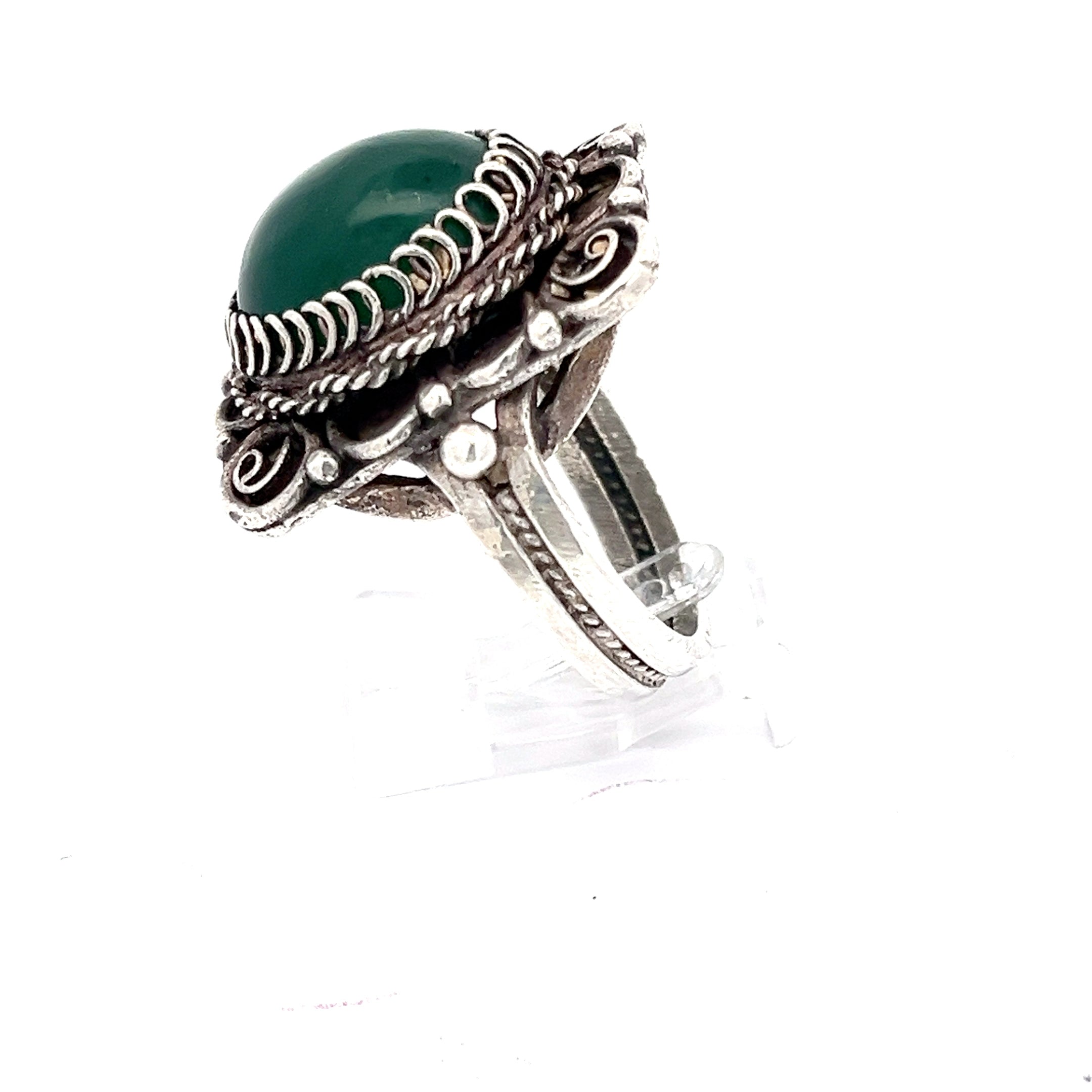 Vintage Silber Ring mit Farbstein grün *59