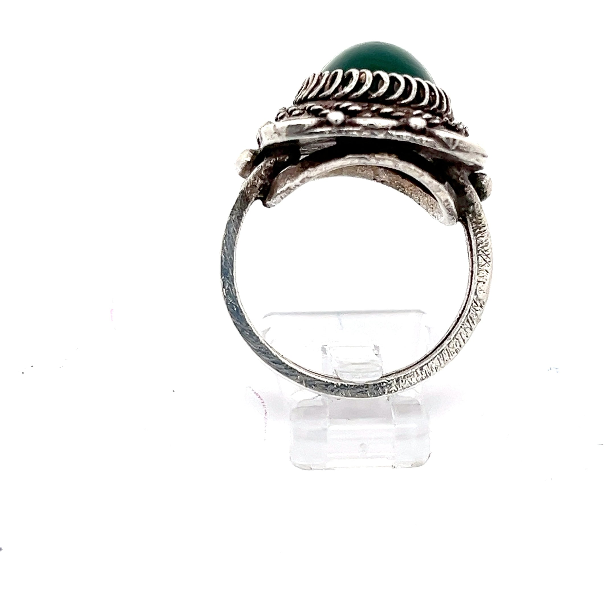 Vintage Silber Ring mit Farbstein grün *59