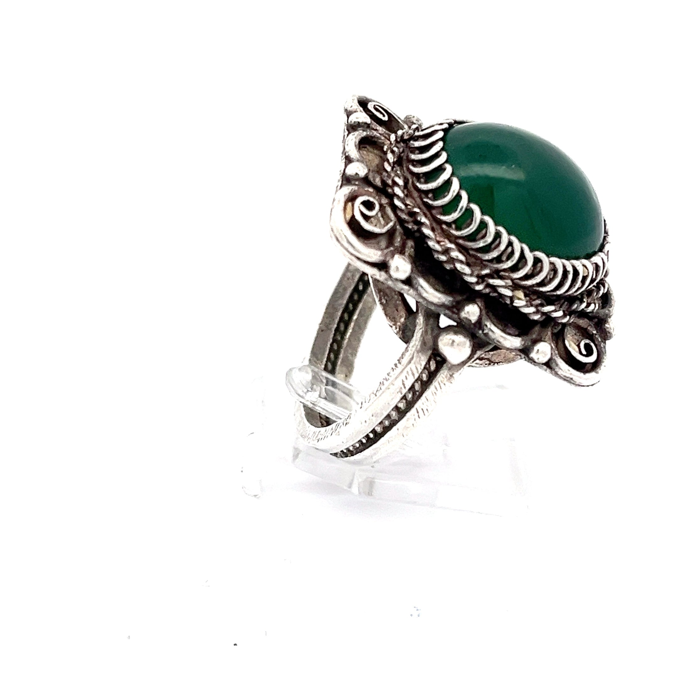Vintage Silber Ring mit Farbstein grün *59