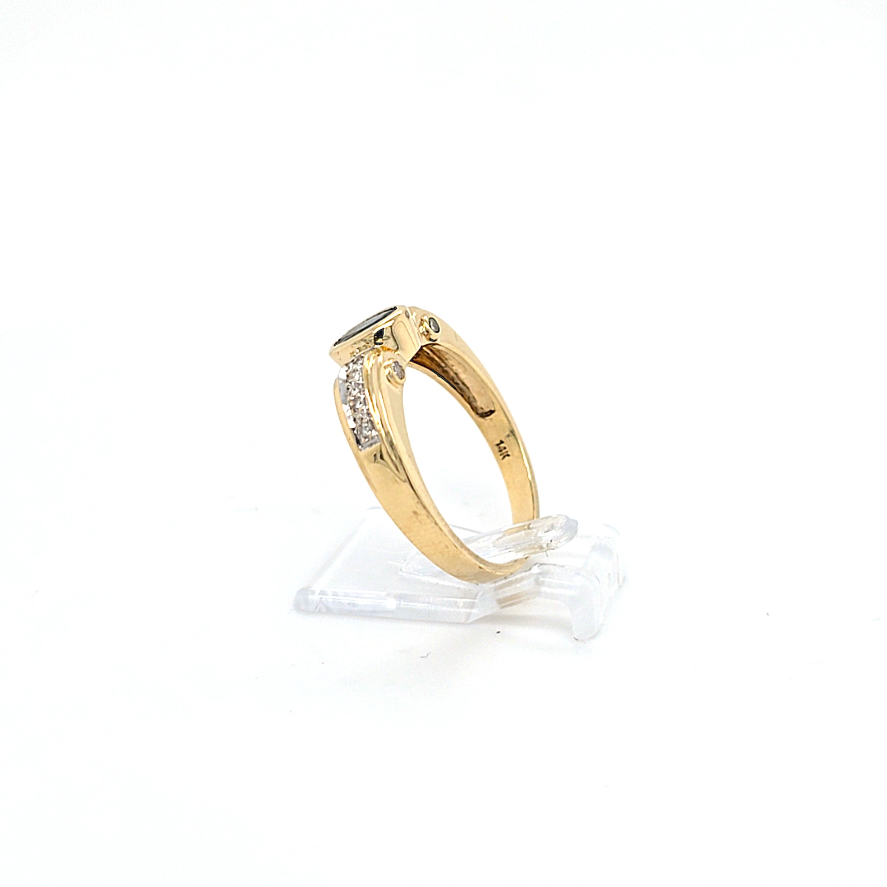 Ring Gold 585 14 kt Brillanten Blauer Schmucksetin Geschenk Damen