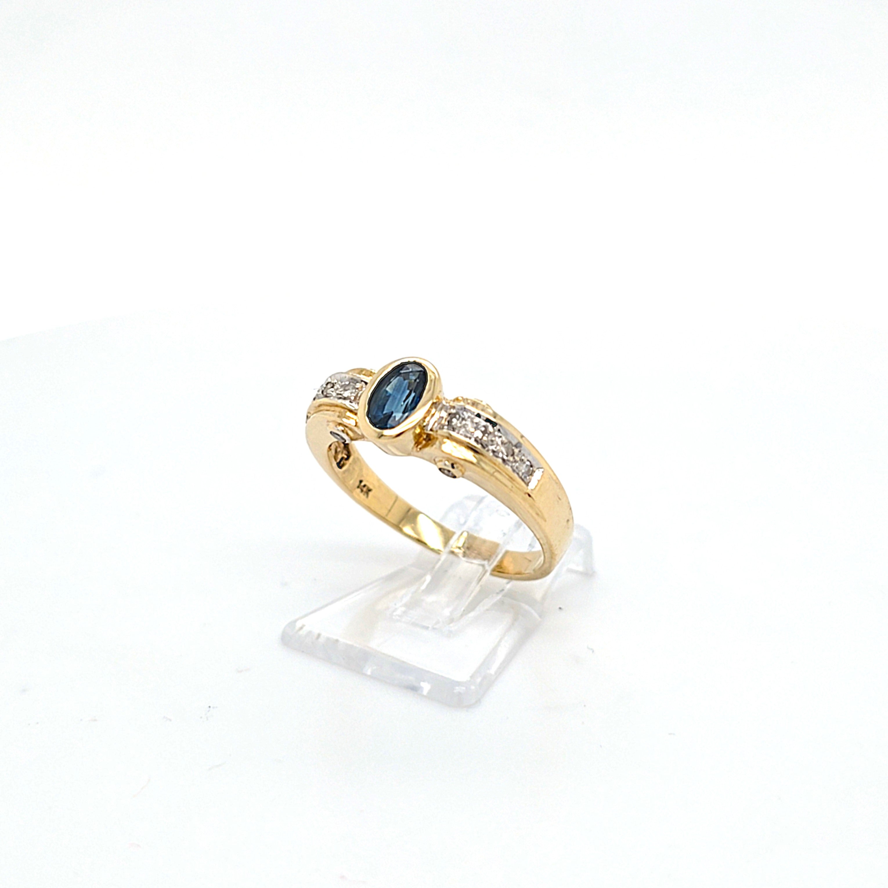 Ring Gold 585 14 kt Brillanten Blauer Schmucksetin Geschenk Damen