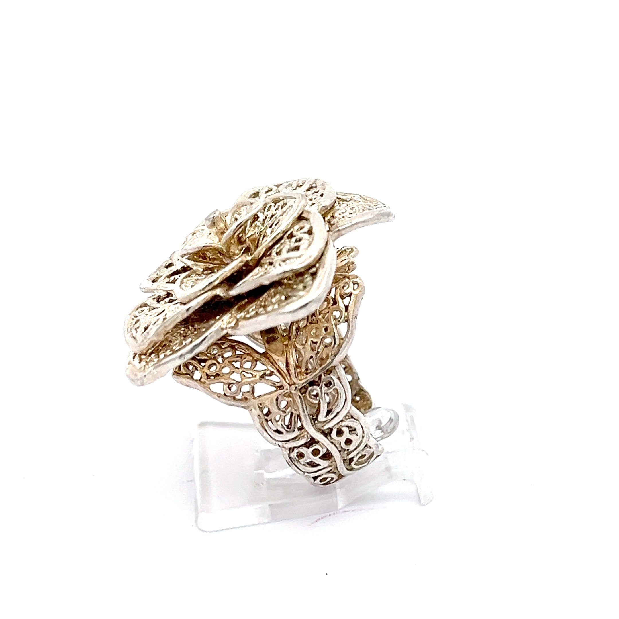 Vintage Blumenring Sterling Silber 925 Grßenverstellbar