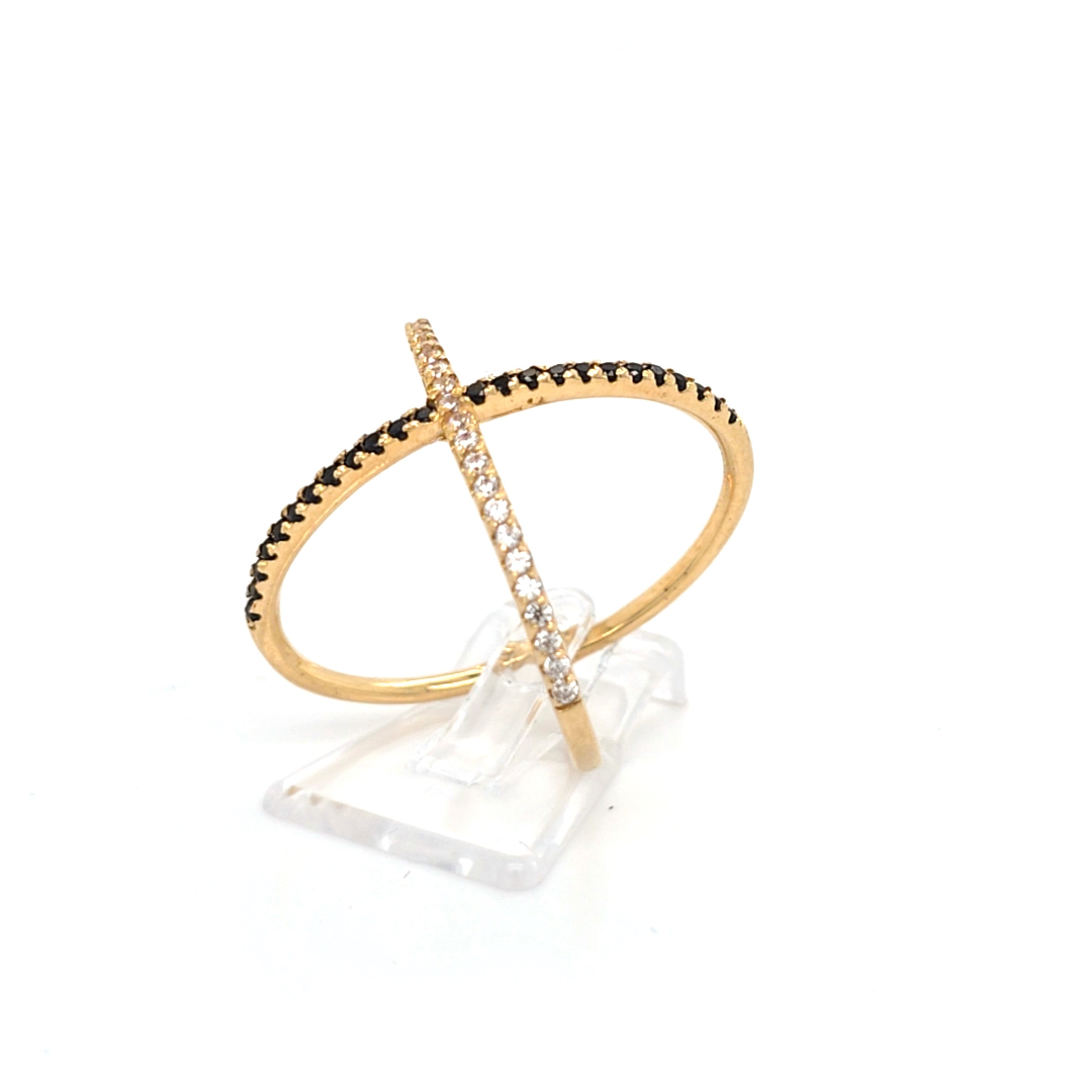 Ring Crossover Gold 750 18 kt Damen Zirkonia Schwarze Schmucksteine