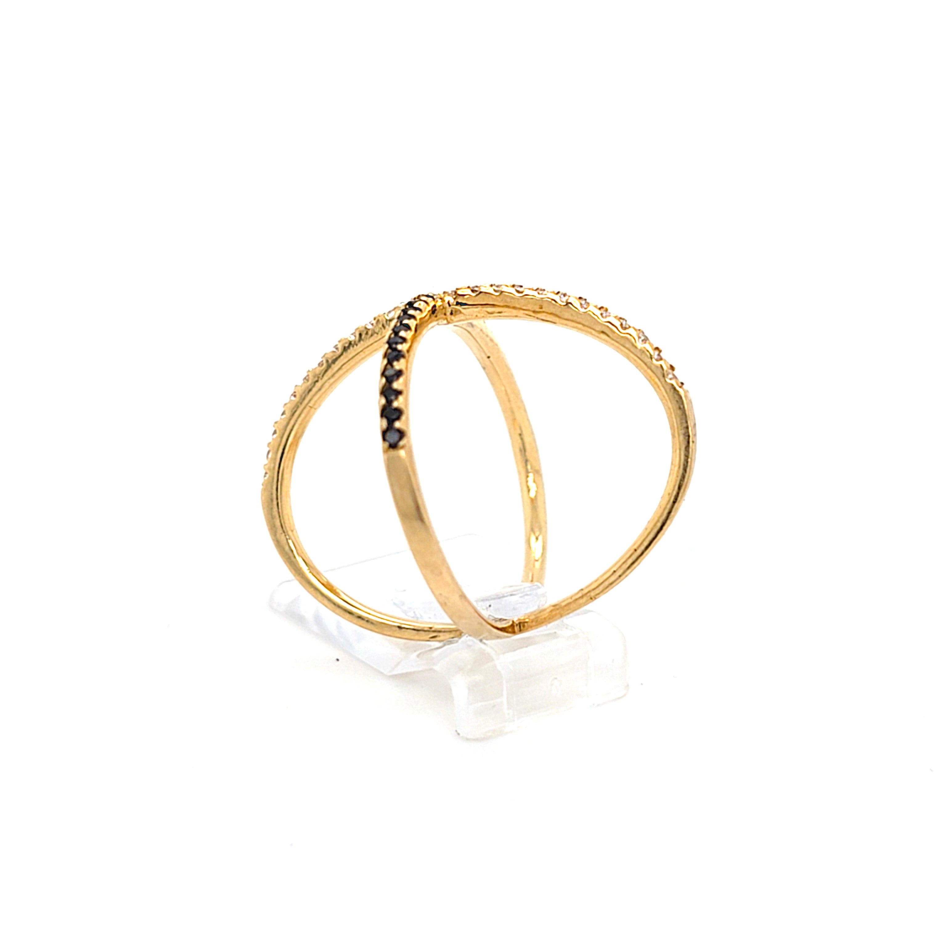 Ring Crossover Gold 750 18 kt Damen Zirkonia Schwarze Schmucksteine