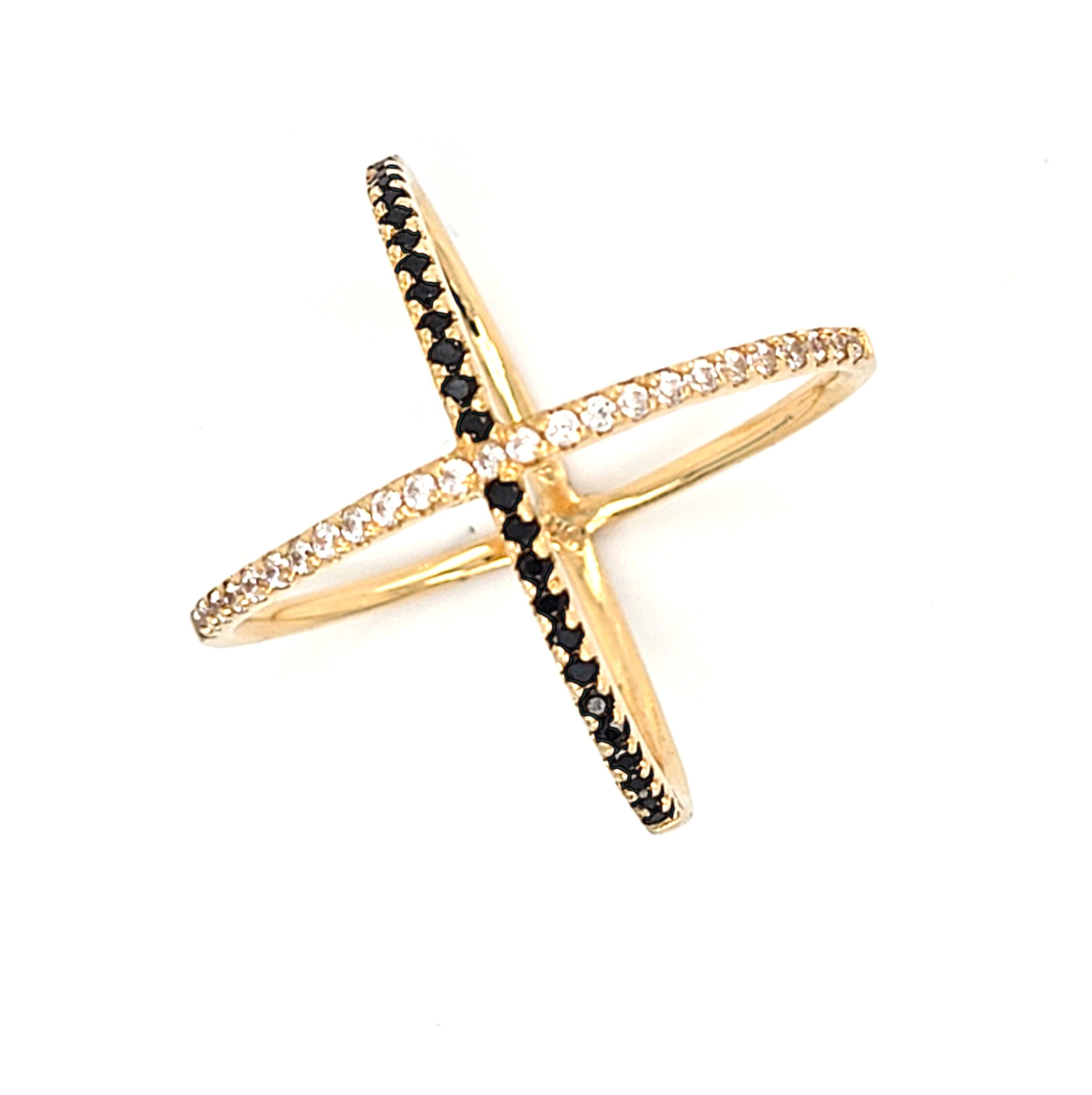 Ring Crossover Gold 750 18 kt Damen Zirkonia Schwarze Schmucksteine