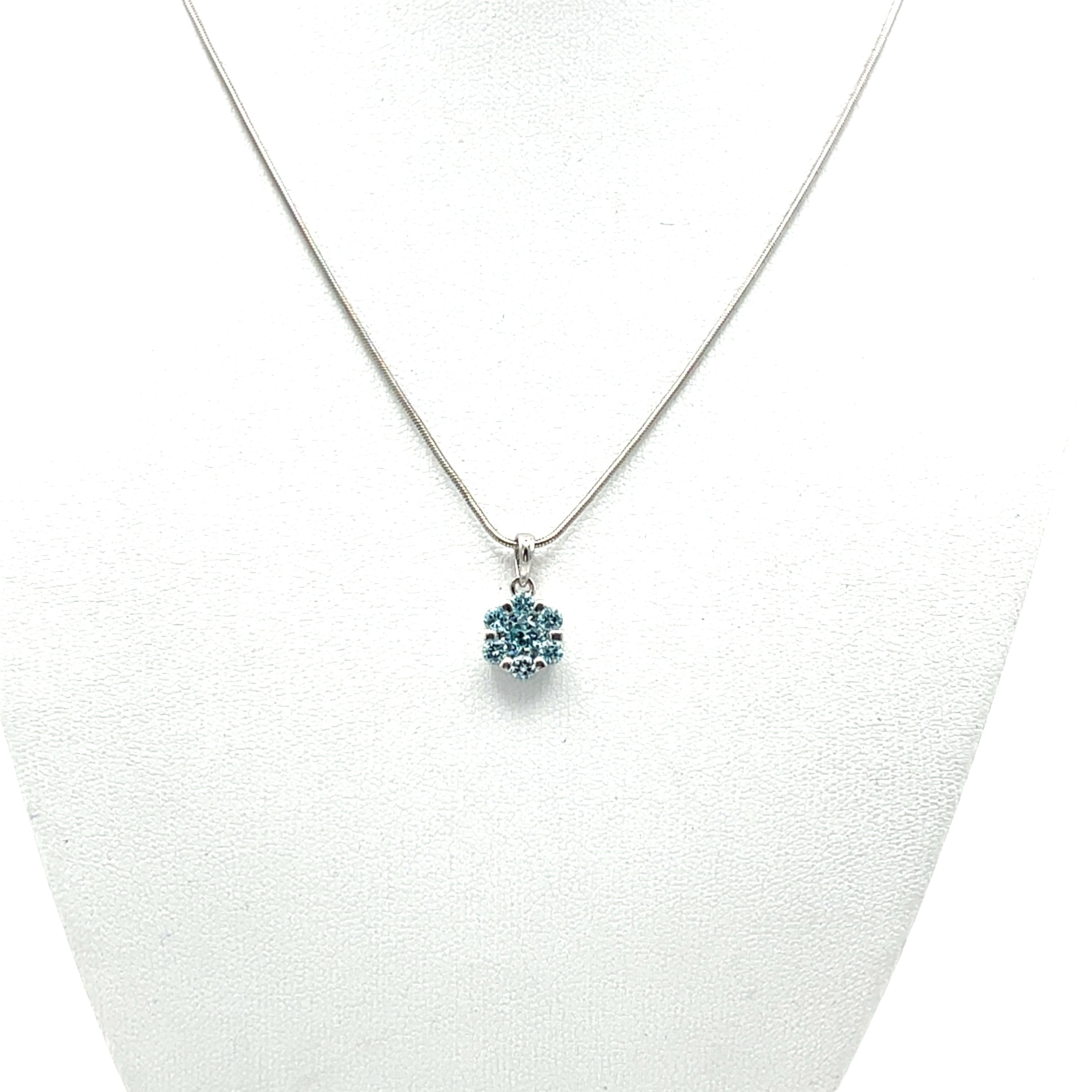 Blumen Sterling Silber 925 Kette mit blauen Steinen