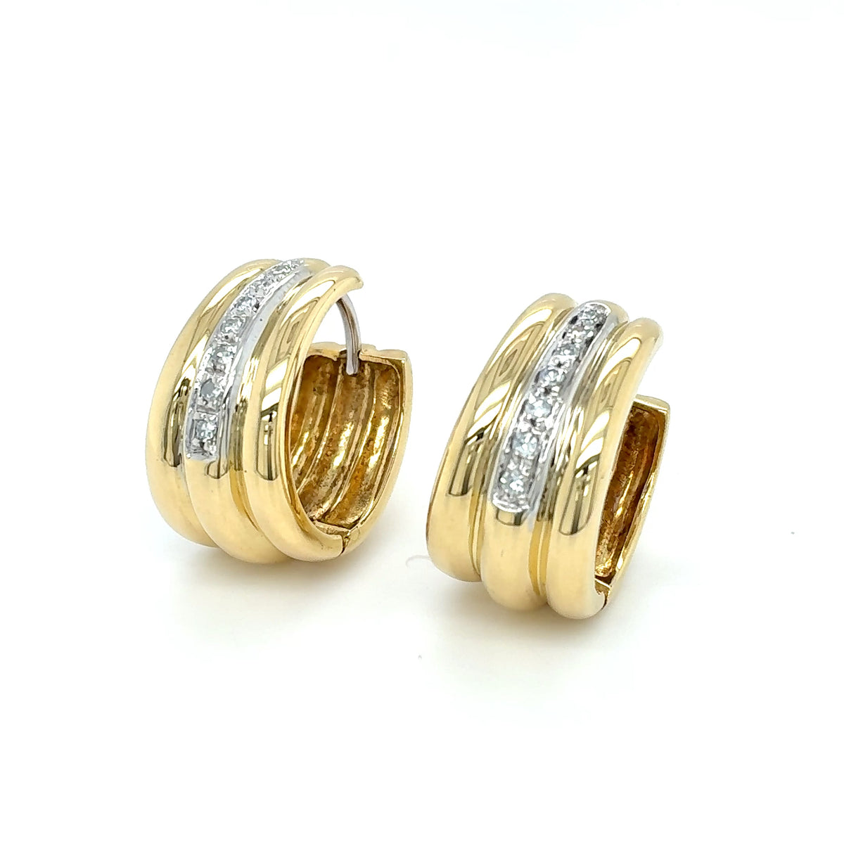 Creolen Gold Diamant Ohrringe 750 Gelbgold 18 Karat
