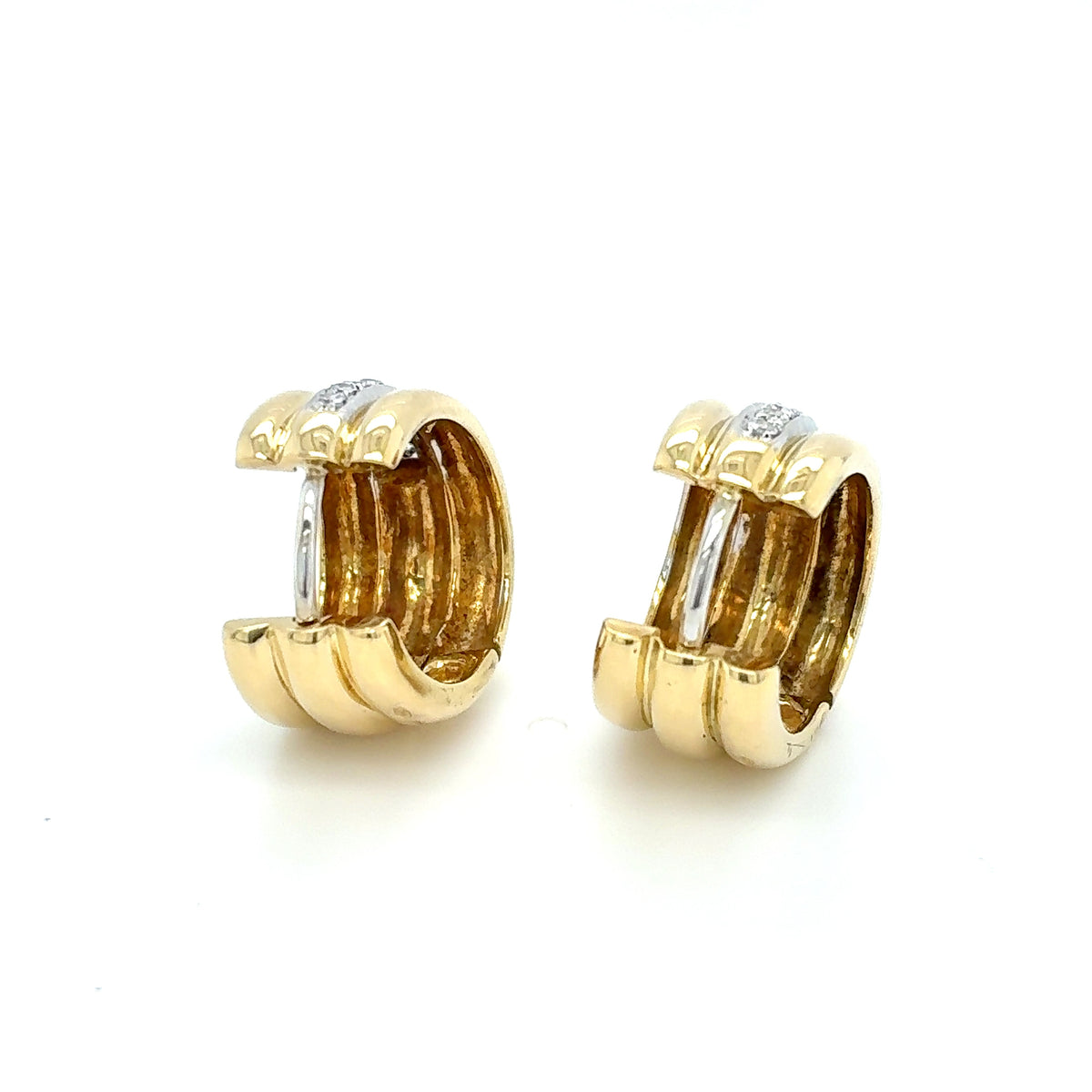 Creolen Gold Diamant Ohrringe 750 Gelbgold 18 Karat