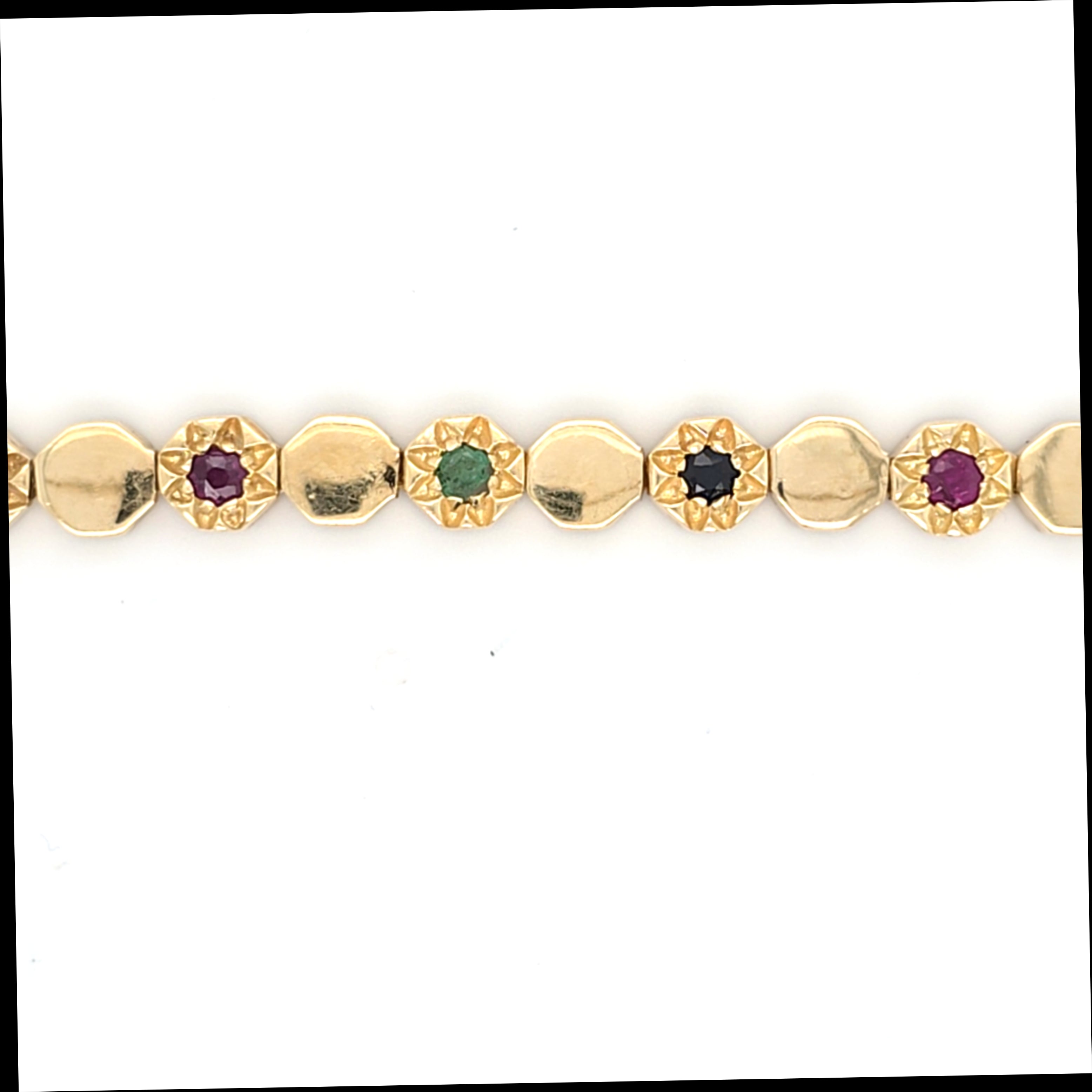 Armband Gelbgold 585 14 kt Grüne Blaue rote Schmucksteine Damen Schmuck 209195