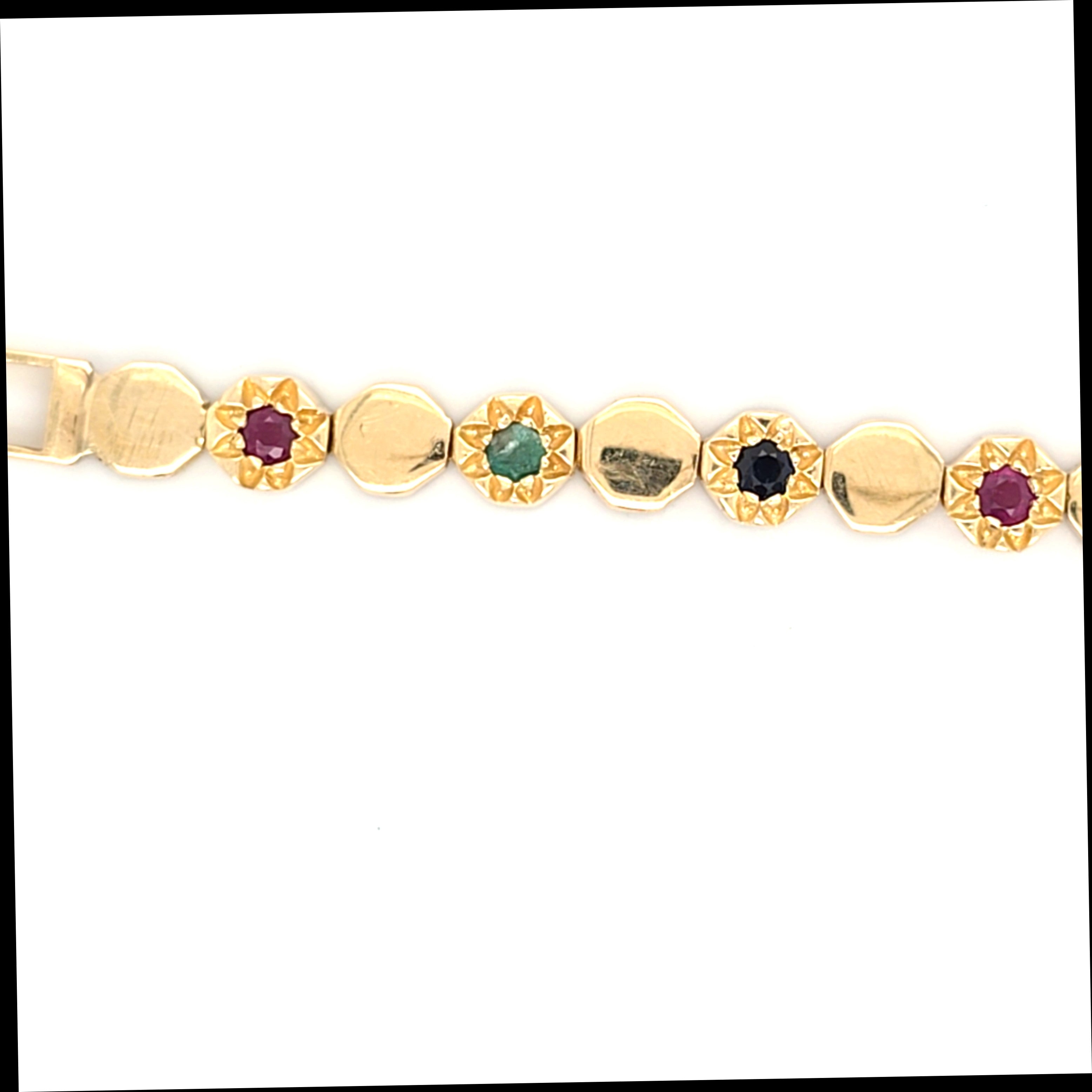 Armband Gelbgold 585 14 kt Grüne Blaue rote Schmucksteine Damen Schmuck 209195
