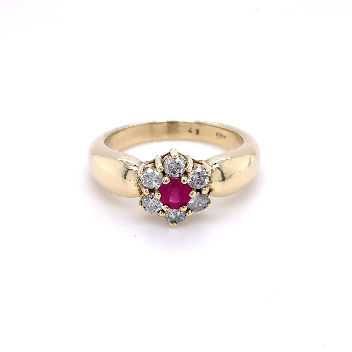 Damenring Gelbgold 585/14kt Brillant Rubin
