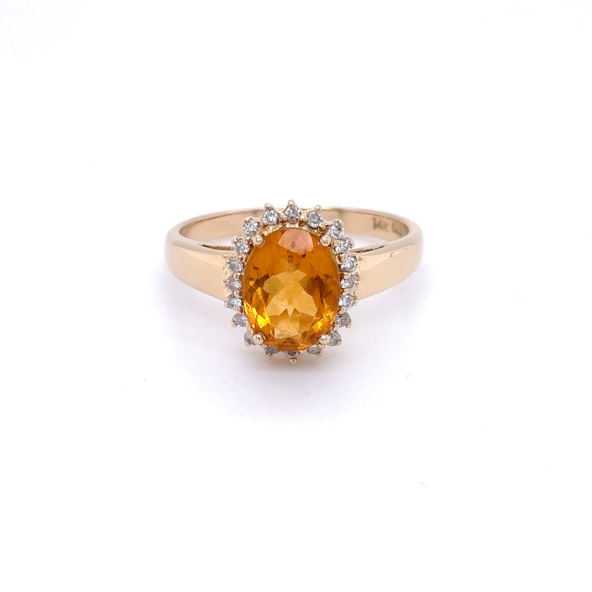 Citrin Brillant Ring Gelbgold 585 Gold 14kt Gr. 55