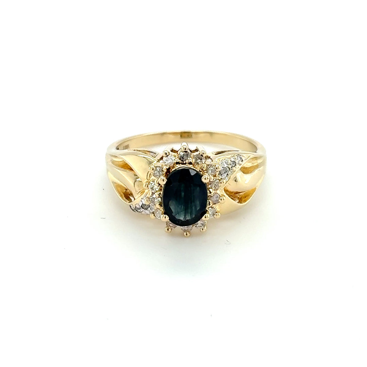 Saphir Brillant Ring Gelbgold 585 Gold 14kt Gr.56