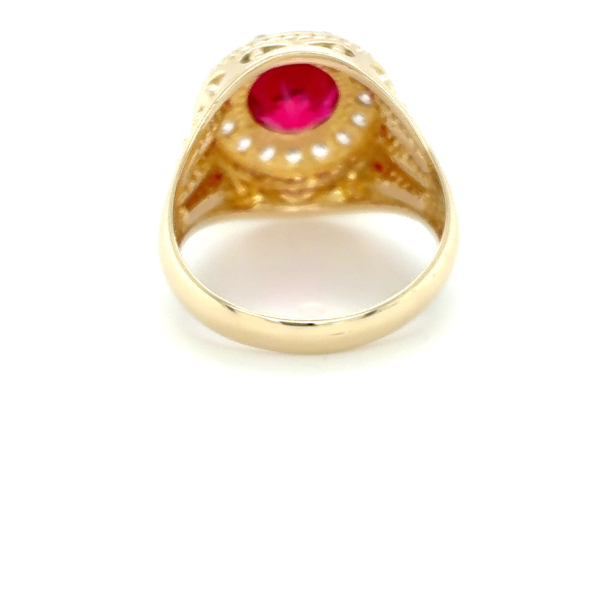 Zirkonia Weiß Rot Ring Gelbgold 585 Gold 14kt Gr. 65