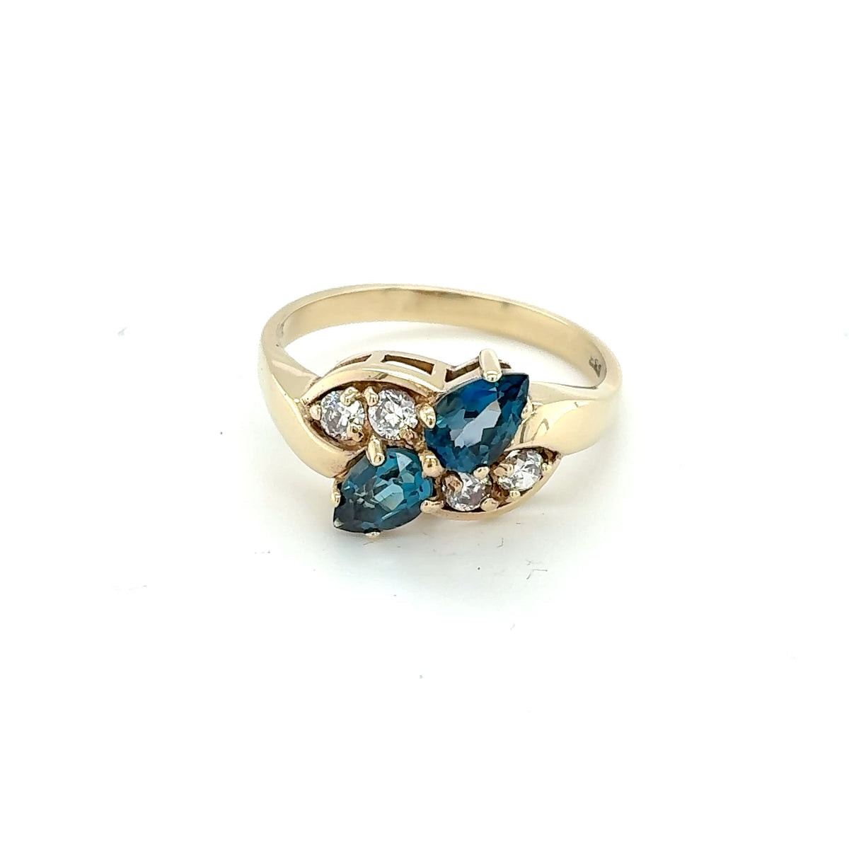 Zirkonia Weiß Blau Ring Gelbgold 333 Gold 8ktGr.57
