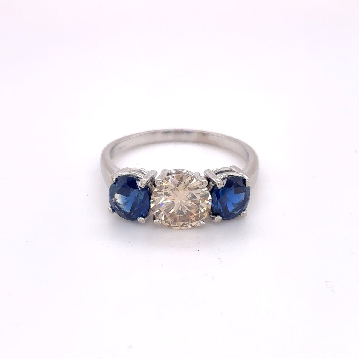 Damenring Weißgold 750/18kt Gold Brillant Saphir Gr.57