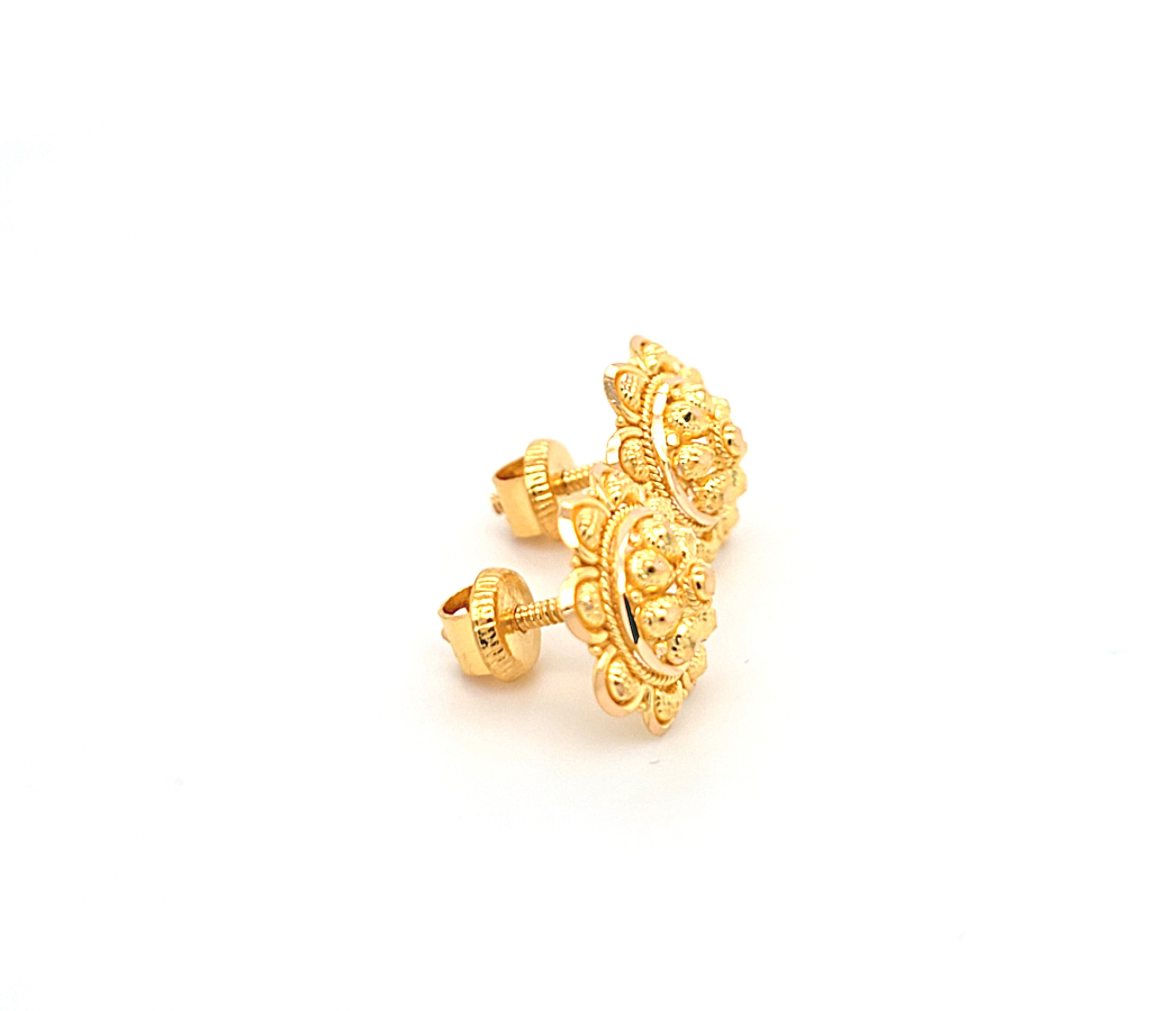 Damen Ohrstecker Gelbgold Blume Stecker 916 22 kt. Schmuck