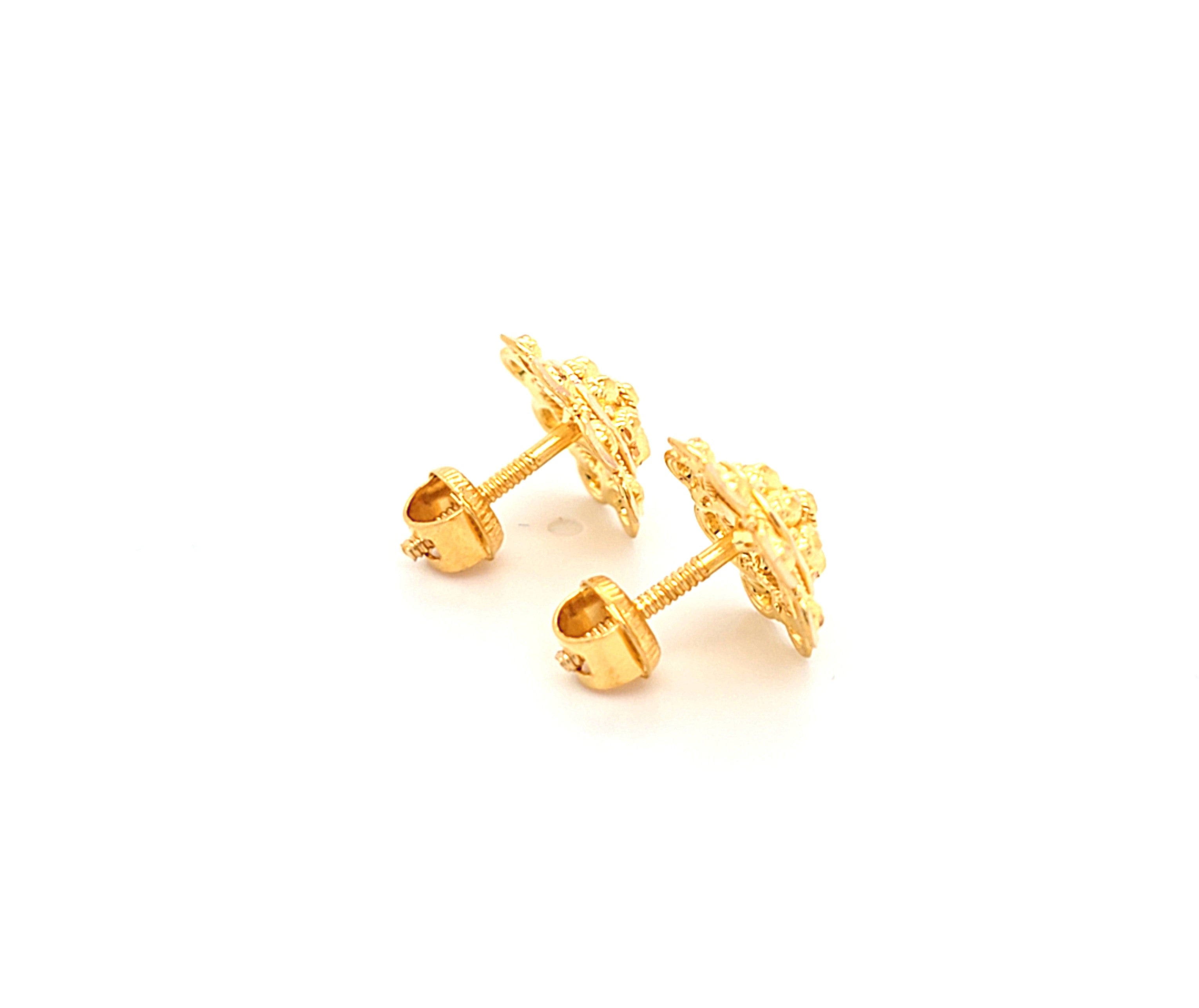 Damen Ohrstecker Gelbgold Blume Stecker 916 22 kt. Schmuck