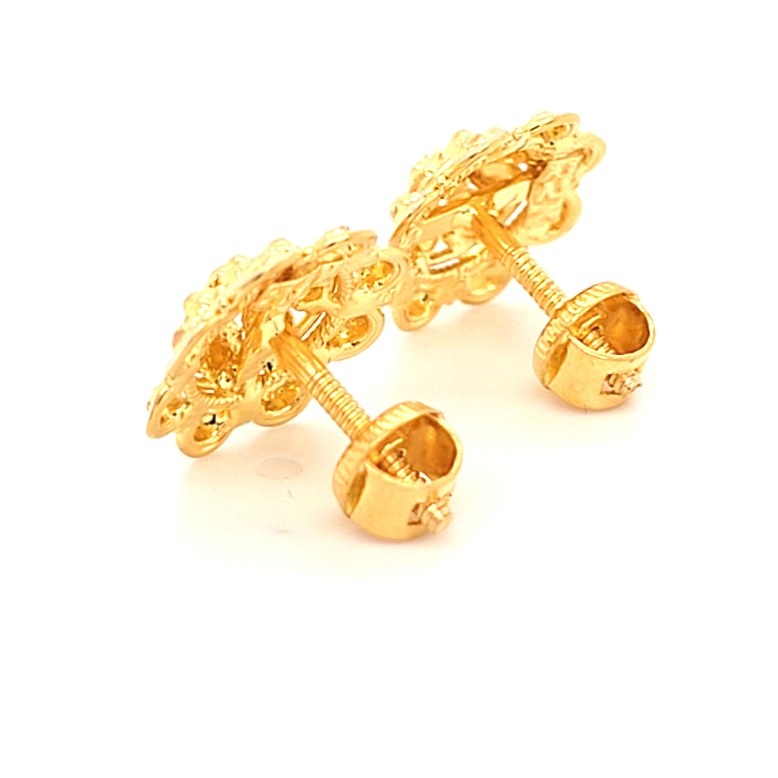 Damen Ohrstecker Gelbgold Blume Stecker 916 22 kt. Schmuck