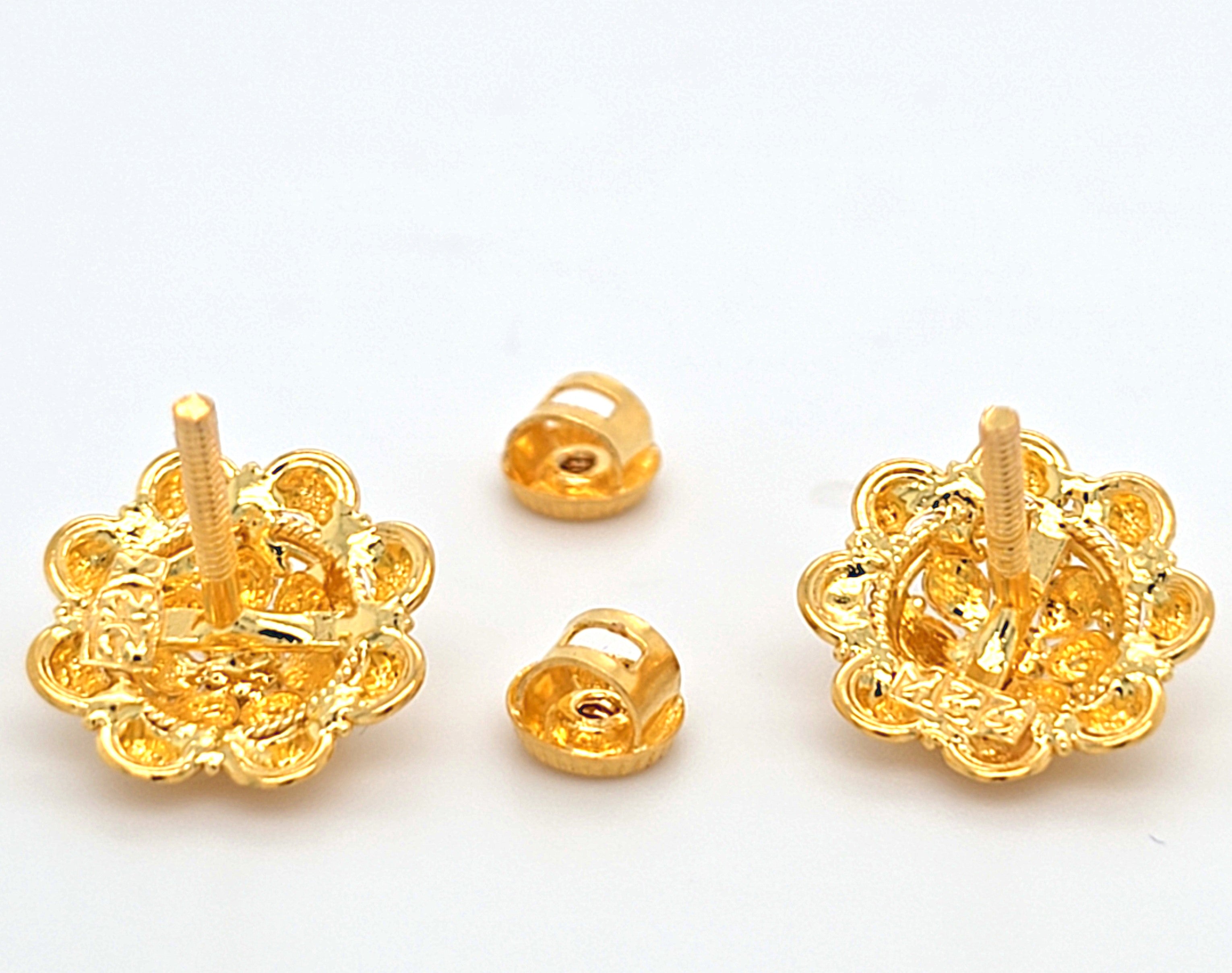 Damen Ohrstecker Gelbgold Blume Stecker 916 22 kt. Schmuck