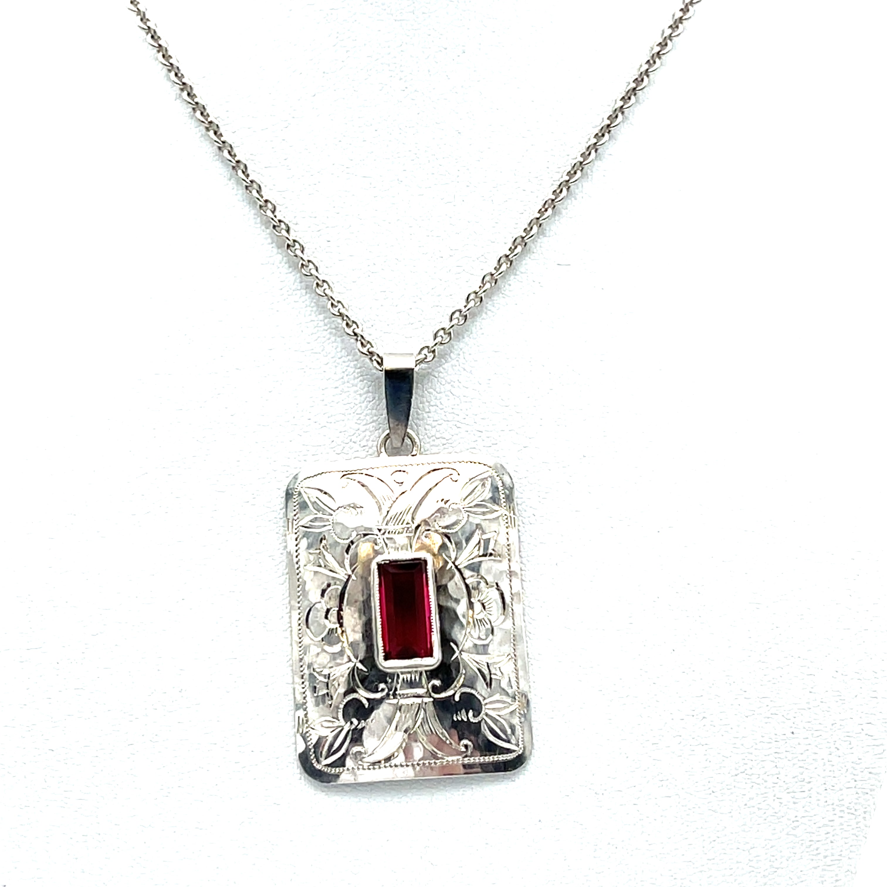 Vintage Silber Kette mit rosa Stein