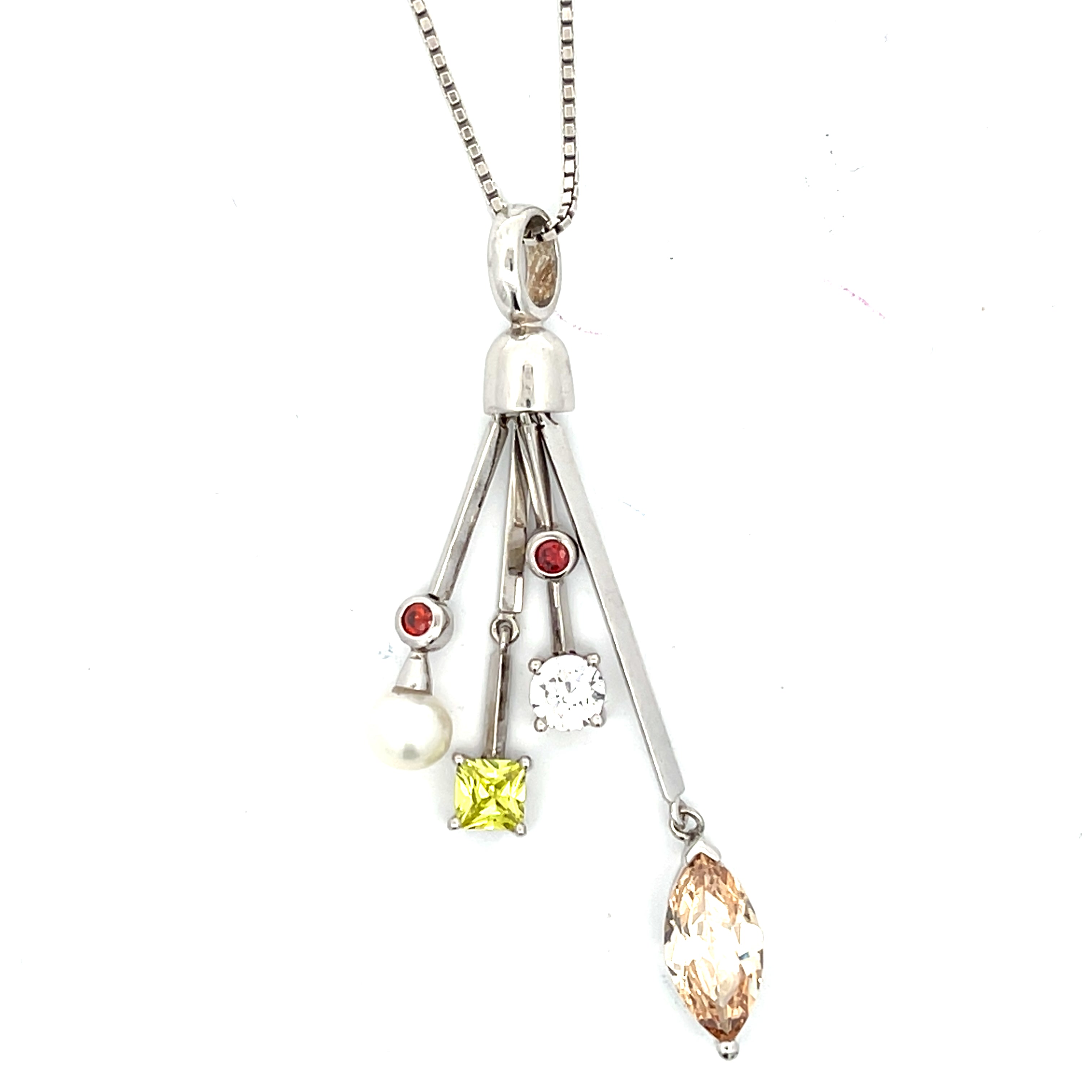 Kette Sterling Silber mit bunten Steinen