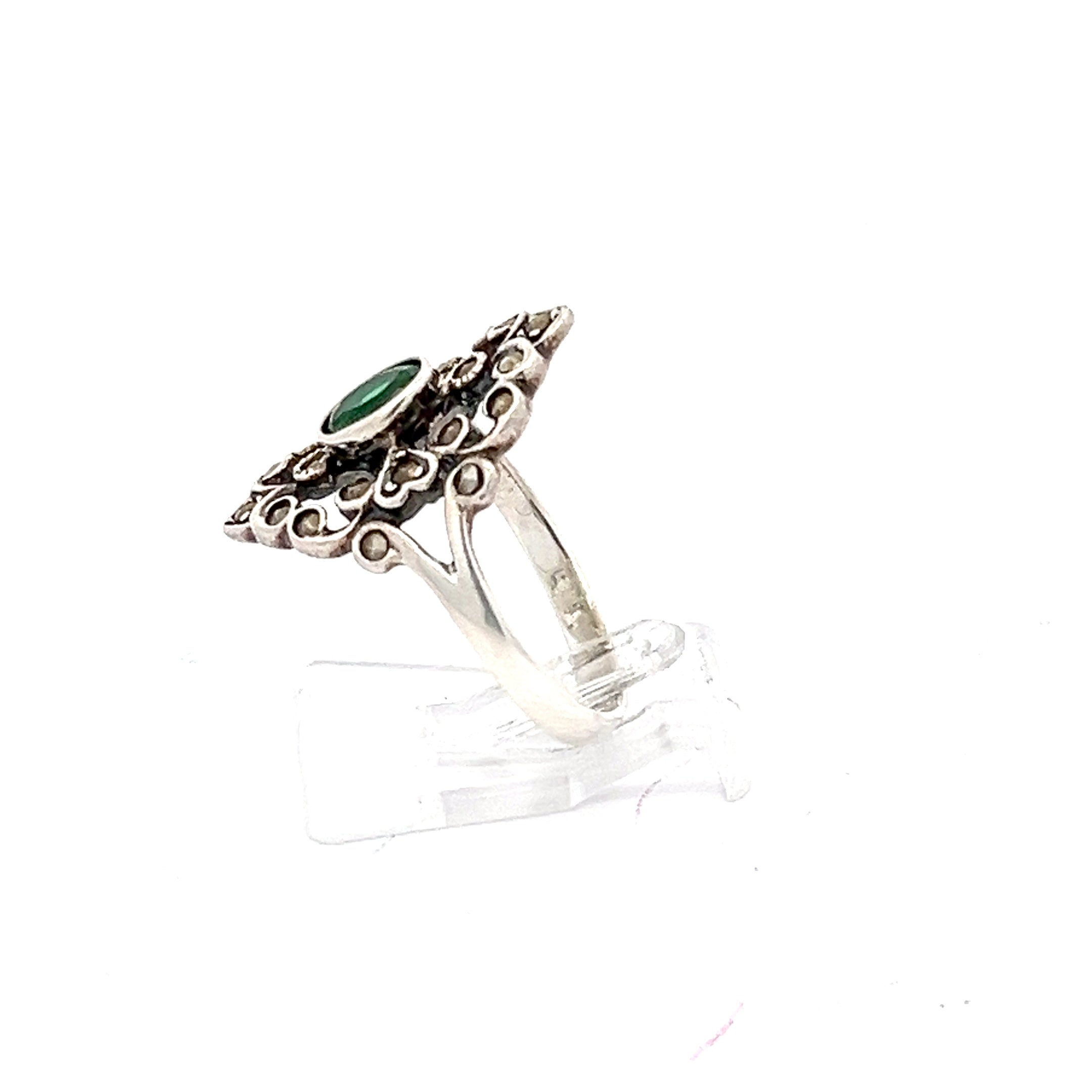 Art Deco Ring mit grünem Stein Silber 925 *57