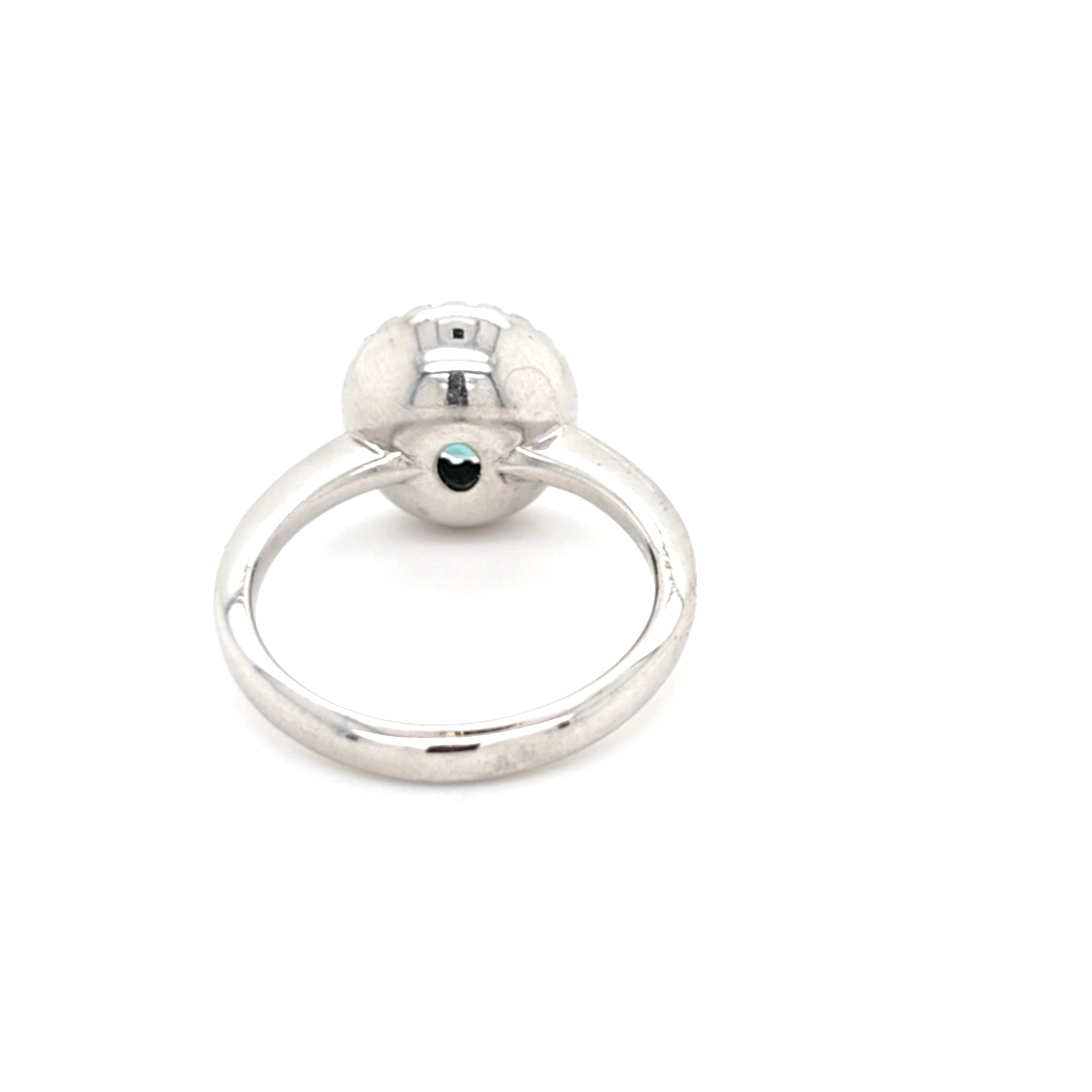 Damen Ring Weiß Gold 750 18 kt Brillanten *55* grüner Farbstein