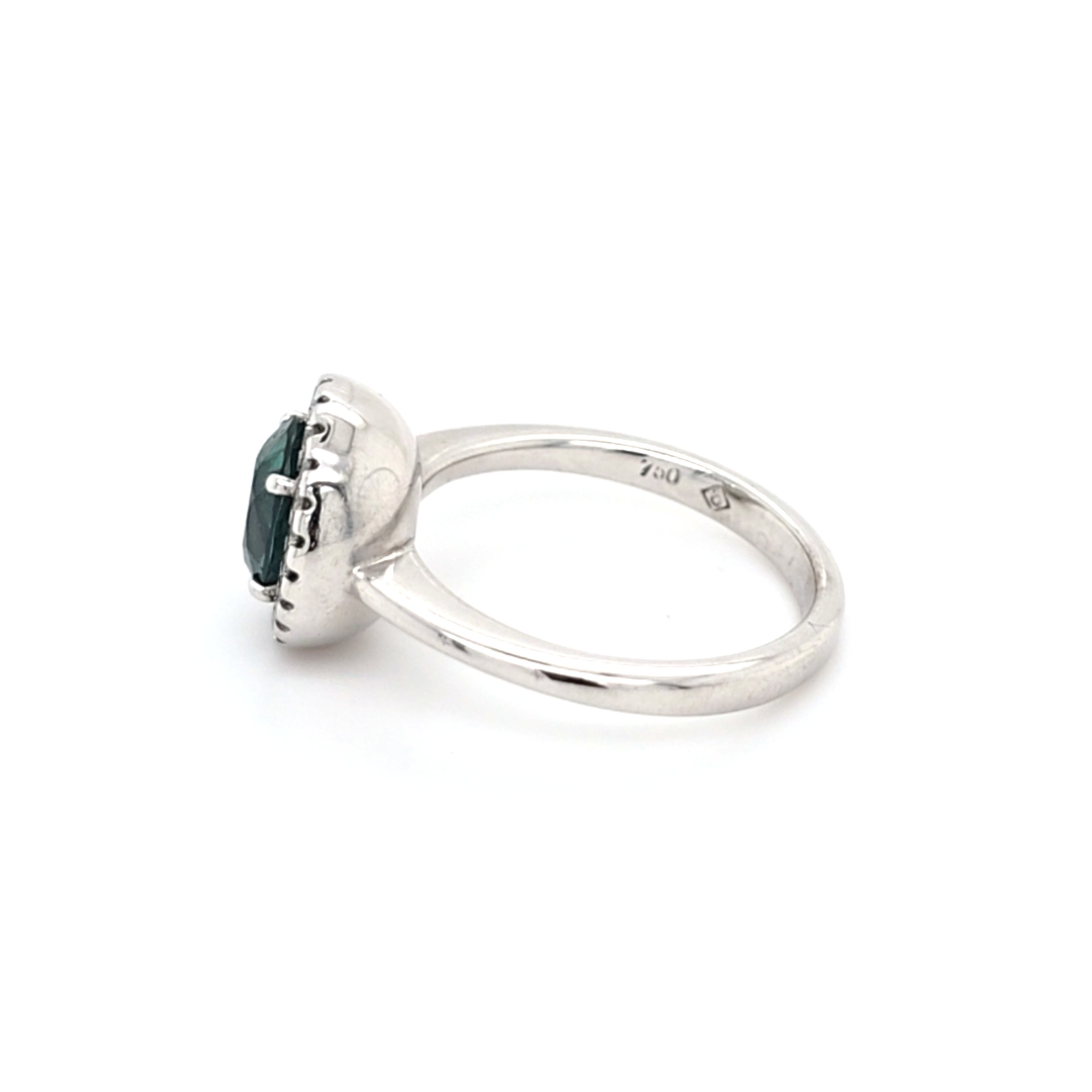 Damen Ring Weiß Gold 750 18 kt Brillanten *55* grüner Farbstein