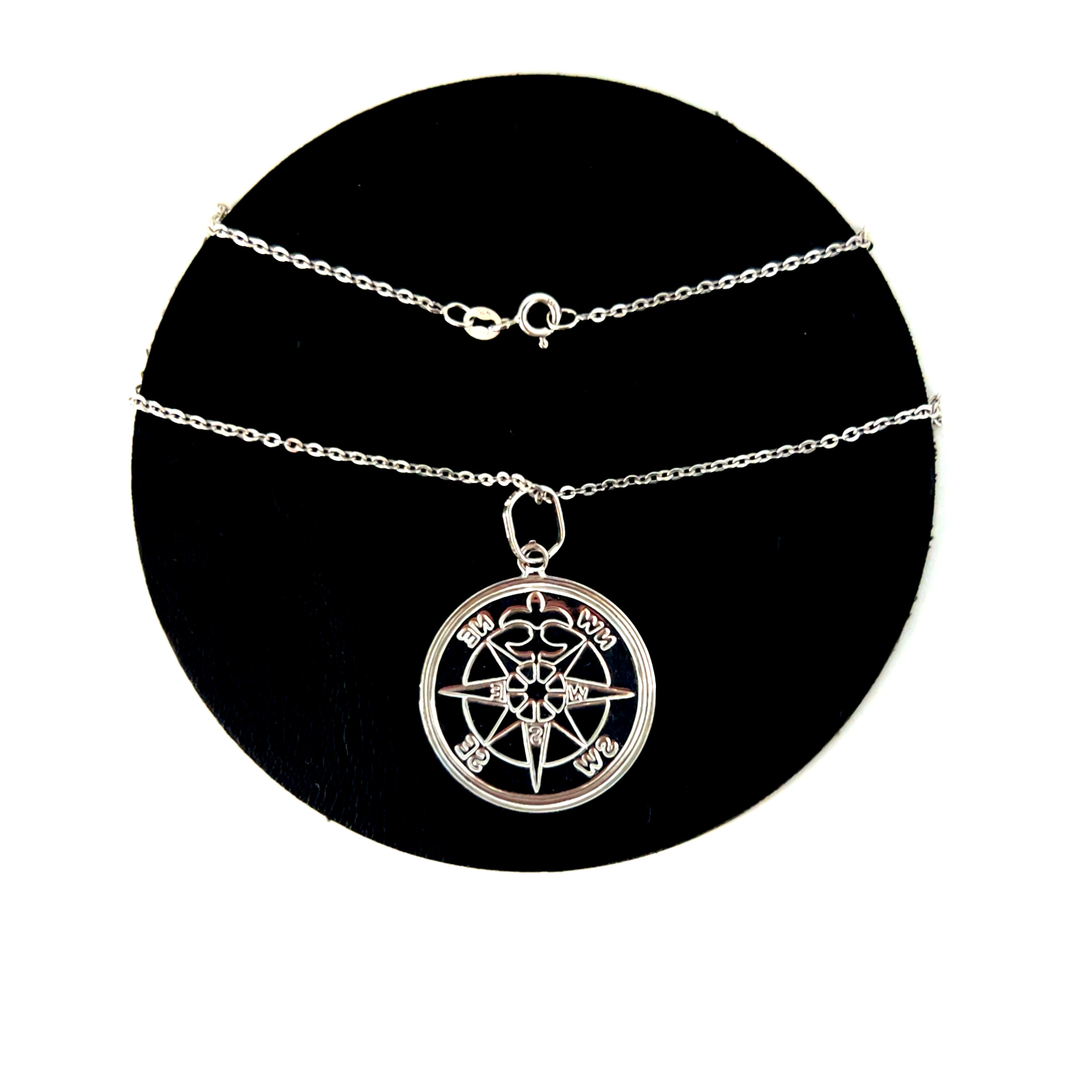 Kette mit Anhänger "Himmelsrichtungen" Weißgold 750 / 18 kt