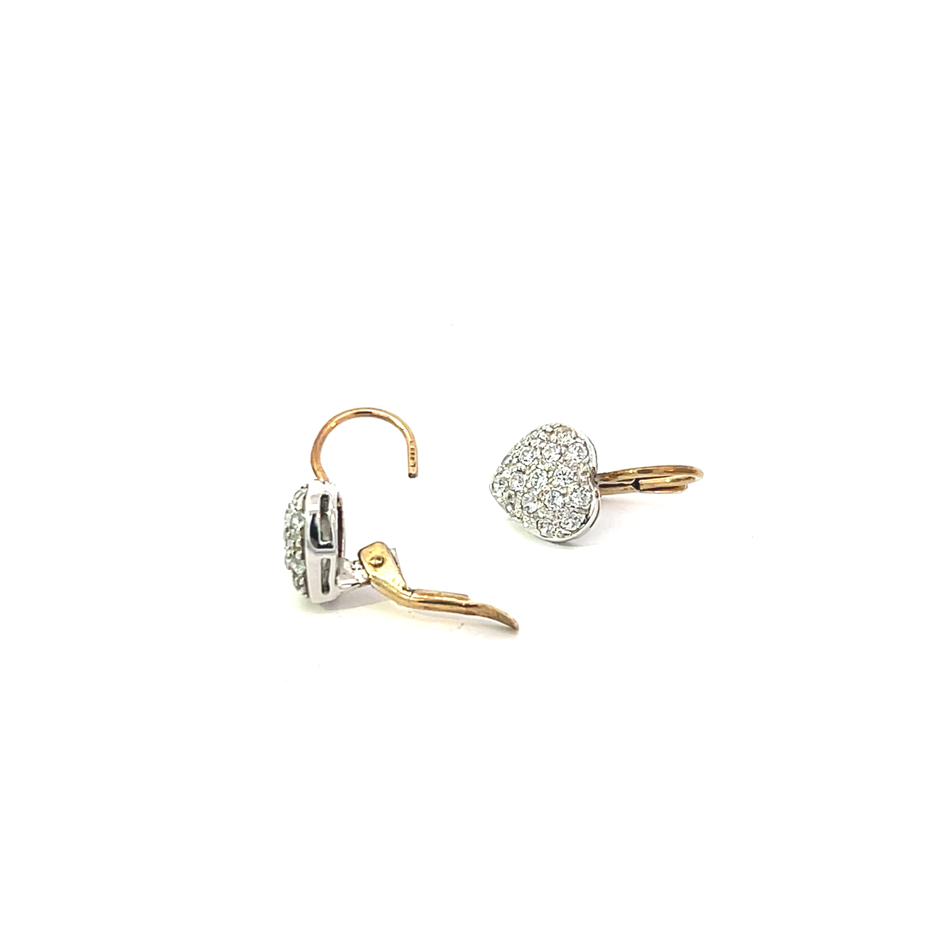 Ohrringe "Herzen" Gelbgold und Weißgold 333 / 9 kt
