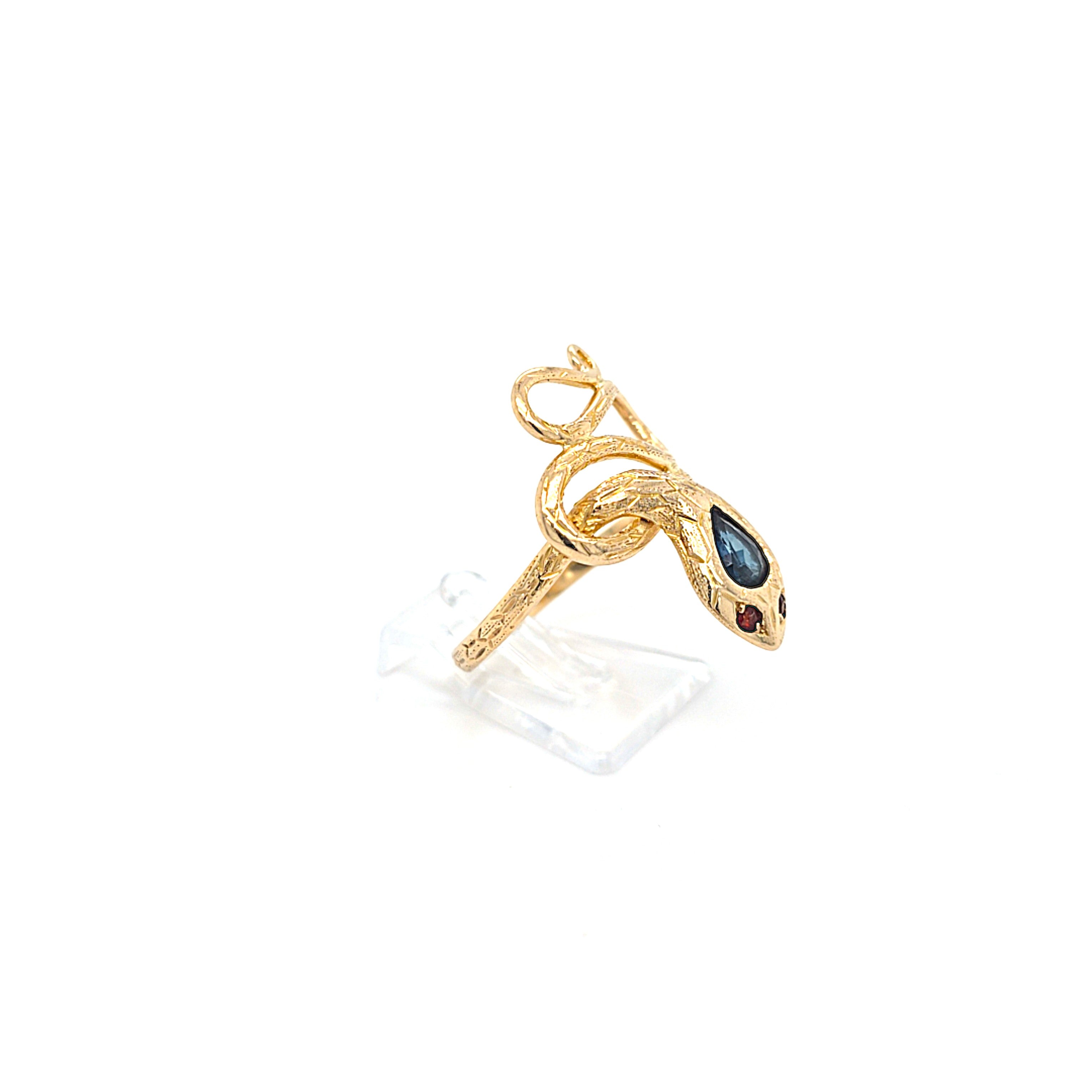 Ring Gold 585 14 kt Schlange Schmucksteine rot blau Damen