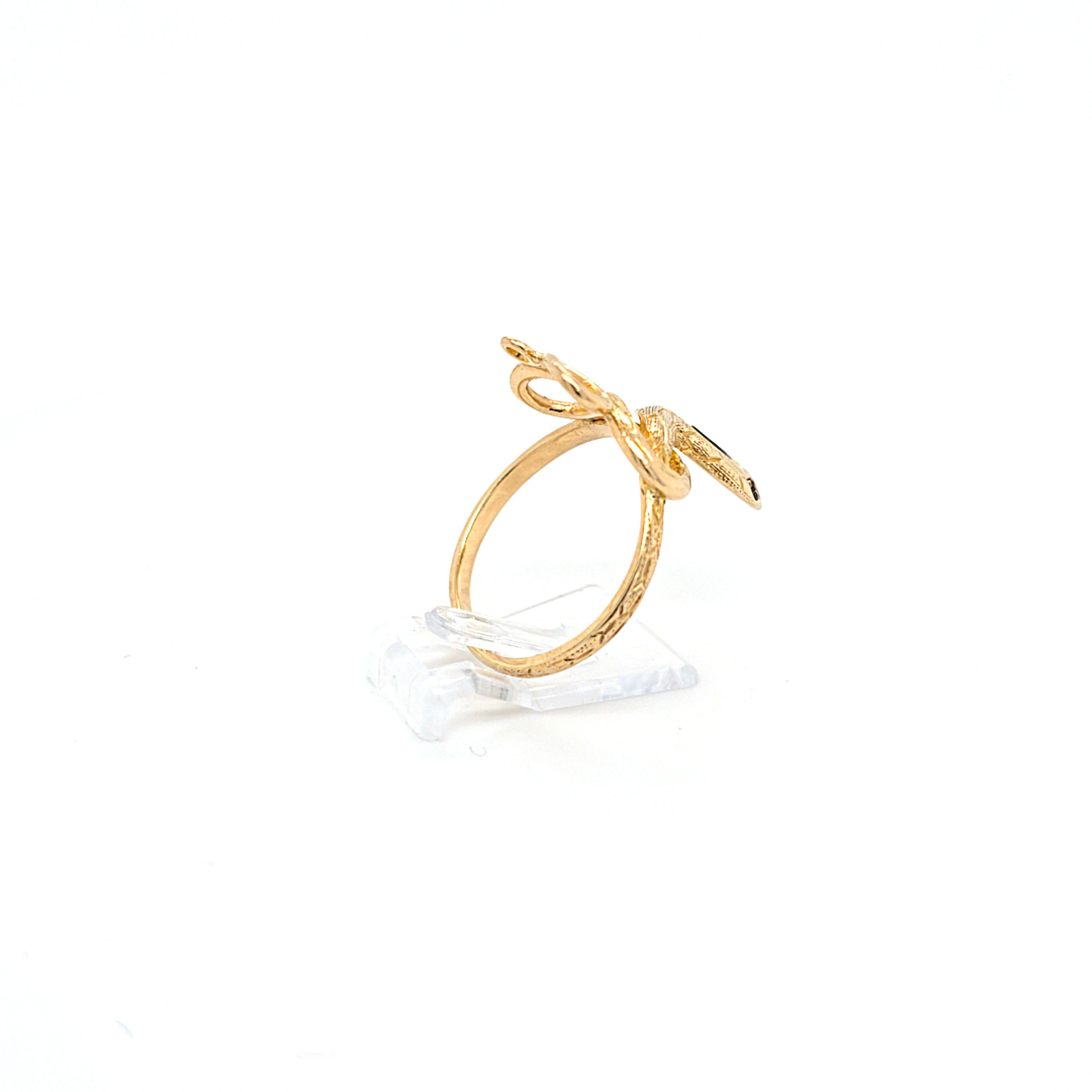 Ring Gold 585 14 kt Schlange Schmucksteine rot blau Damen