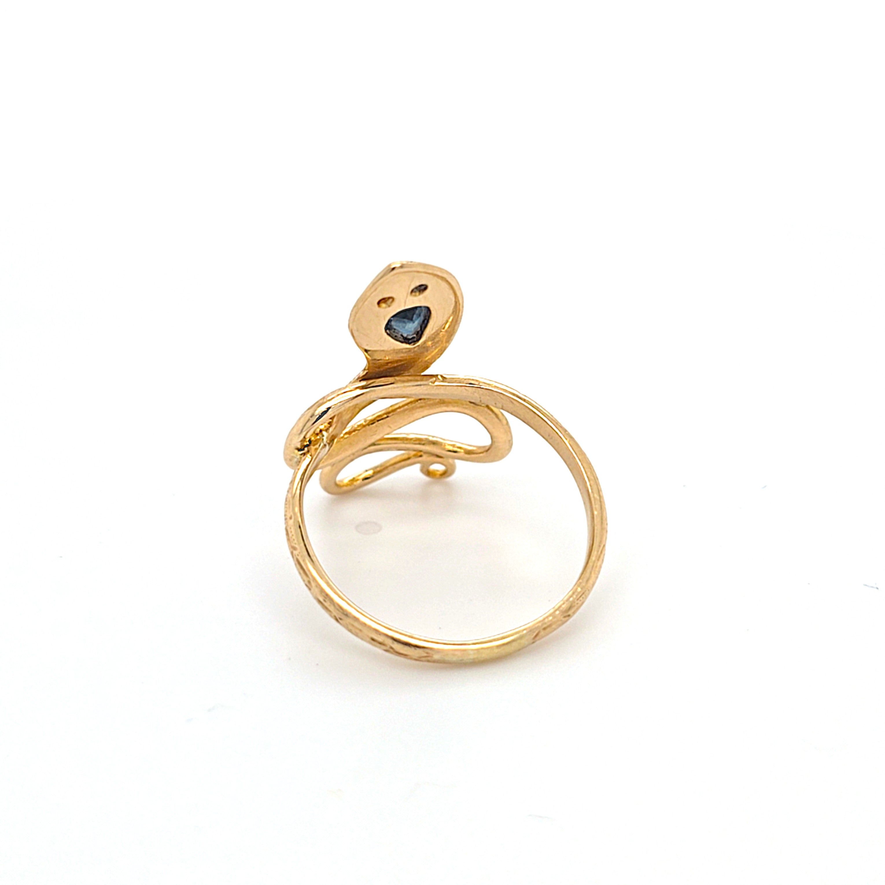 Ring Gold 585 14 kt Schlange Schmucksteine rot blau Damen