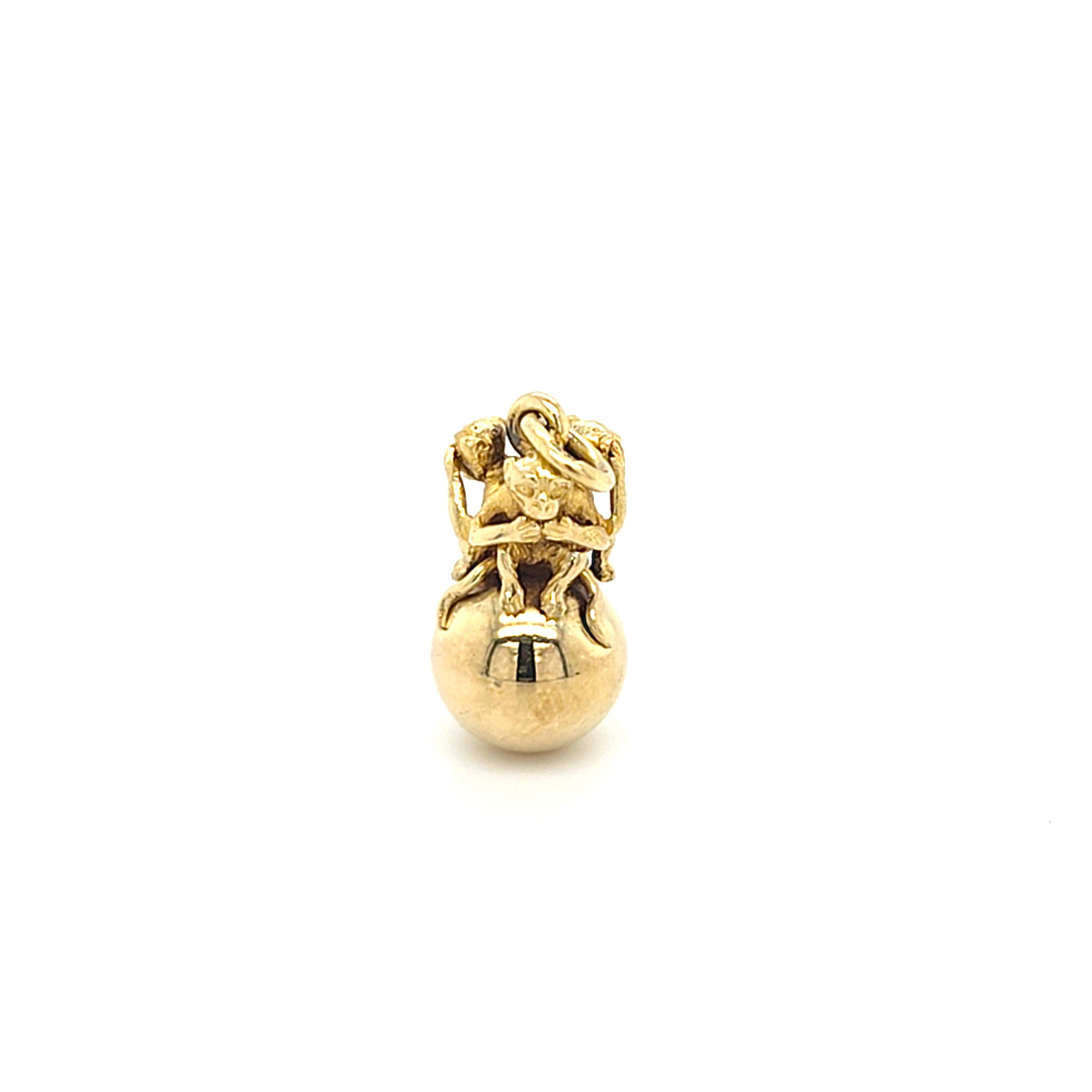 Anhänger Gold 585 14 kt Schmuck "Die 3 weisen Affen" Unisex
