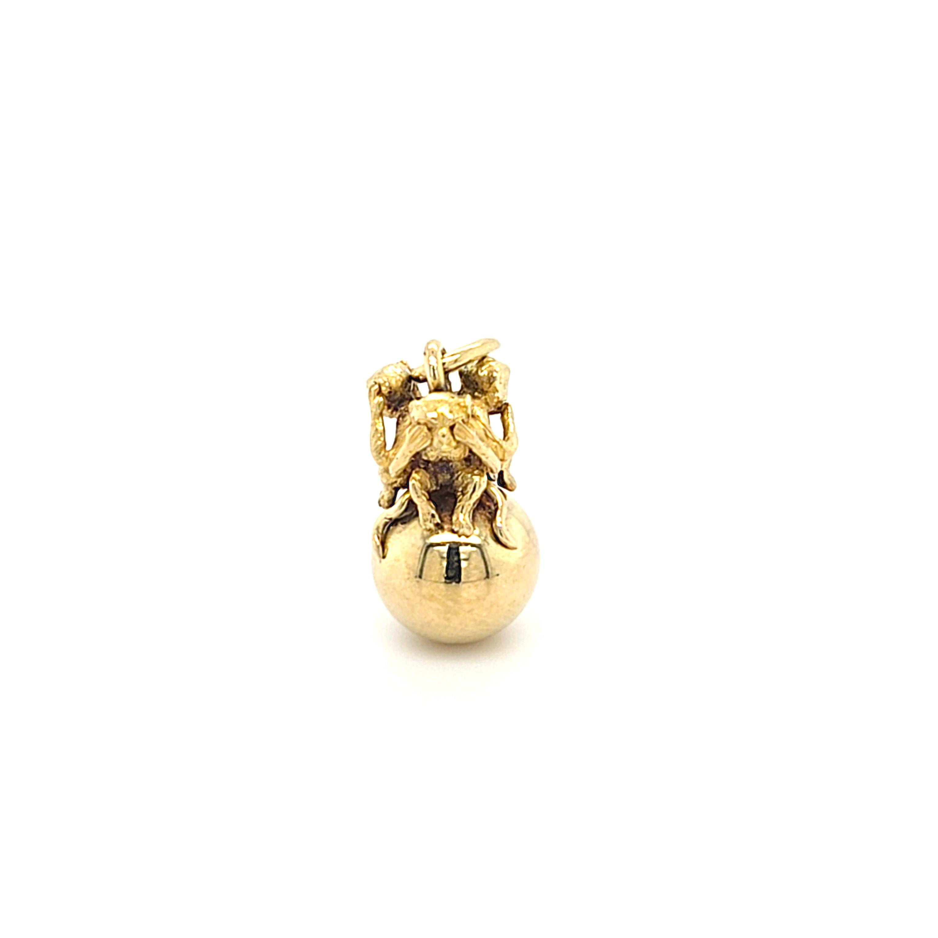 Anhänger Gold 585 14 kt Schmuck "Die 3 weisen Affen" Unisex