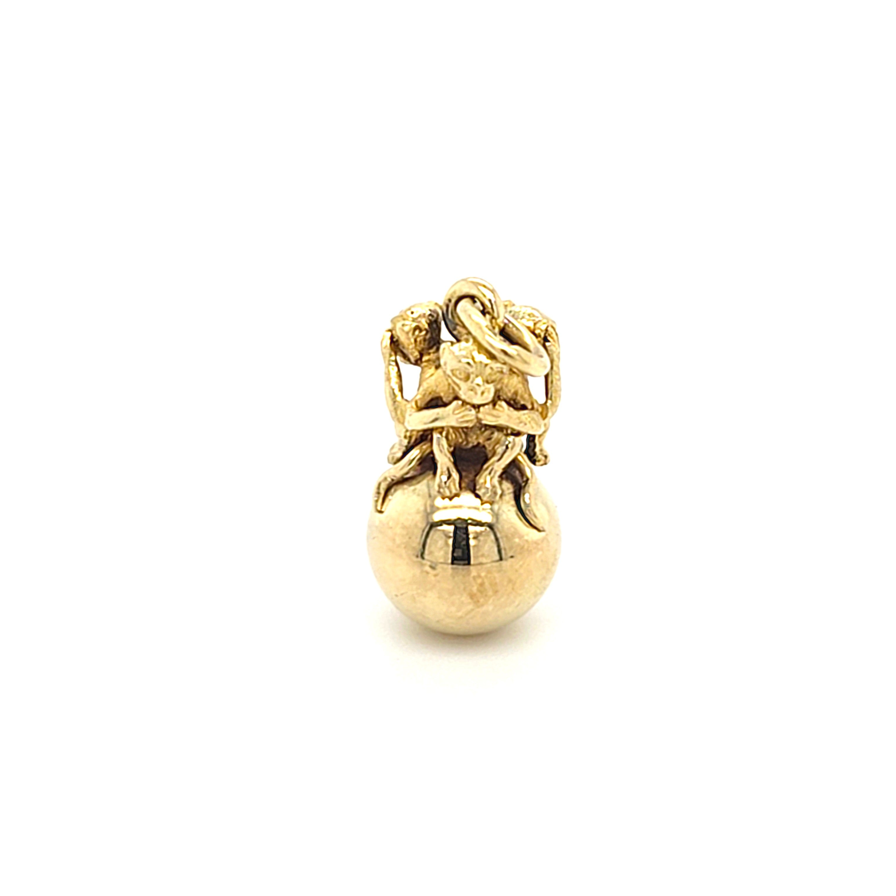Anhänger Gold 585 14 kt Schmuck "Die 3 weisen Affen" Unisex