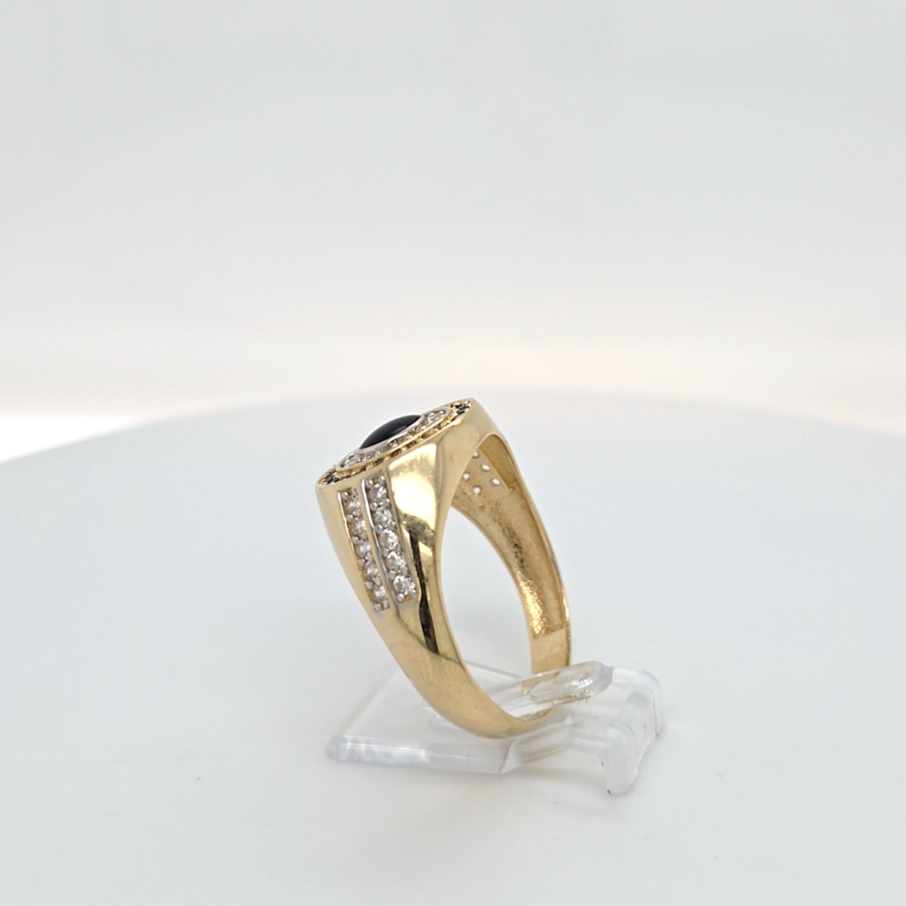 Ring Gelb Gold 585 Zirkonia Schmucksteine Schwarz Damen