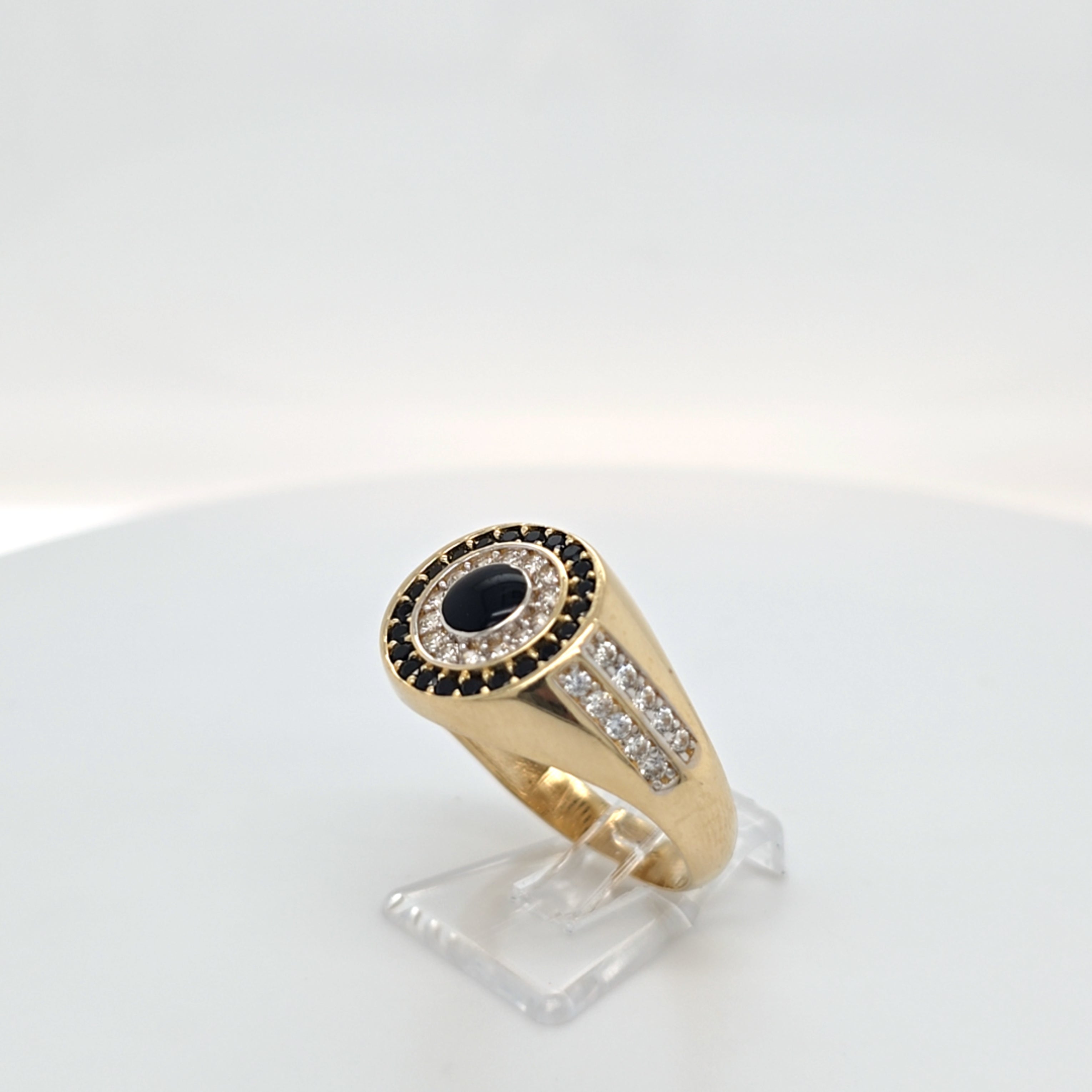 Ring Gelb Gold 585 Zirkonia Schmucksteine Schwarz Damen