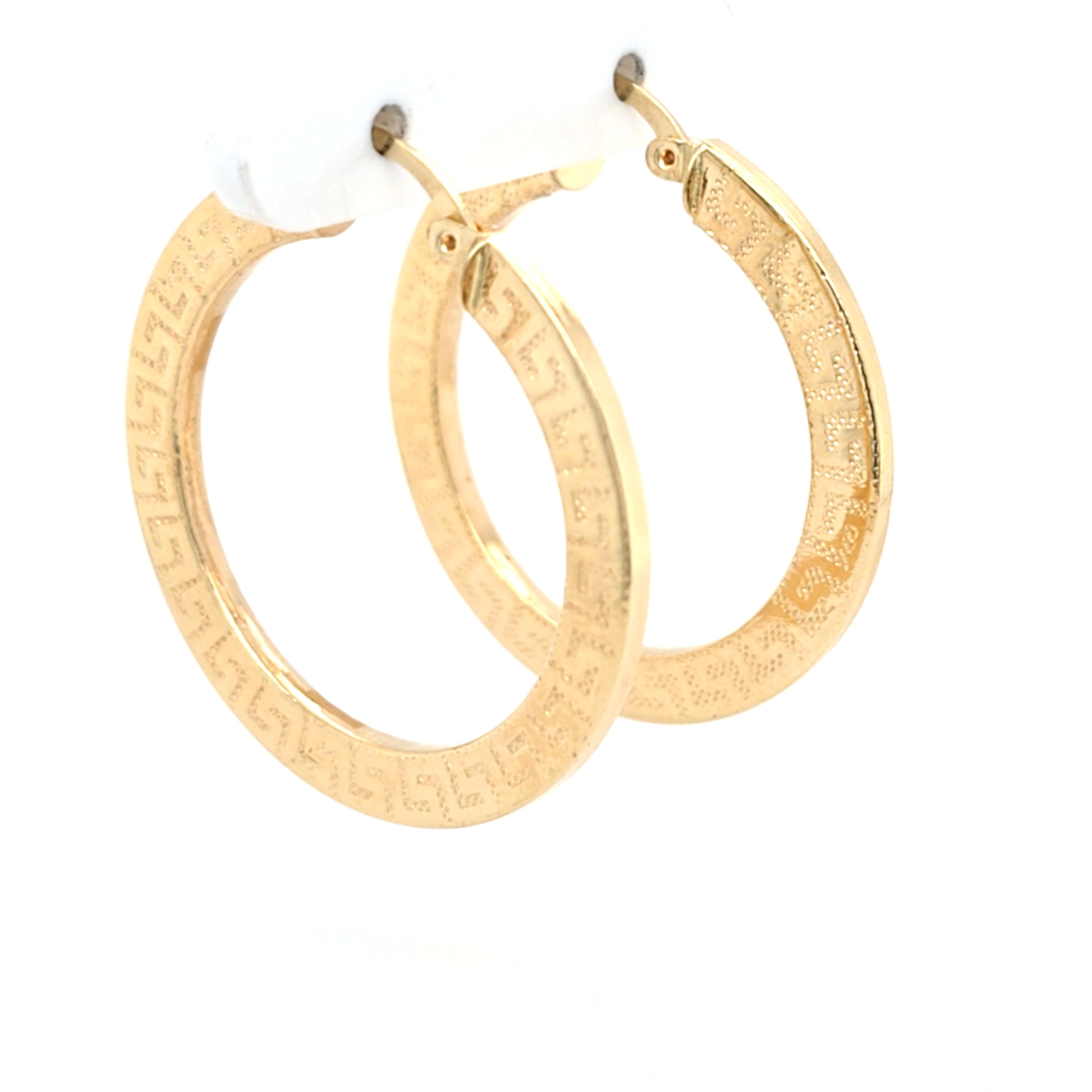 Damen Creolen Gelbgold 585 14 kt. Mäandermuster Schmuck 201586