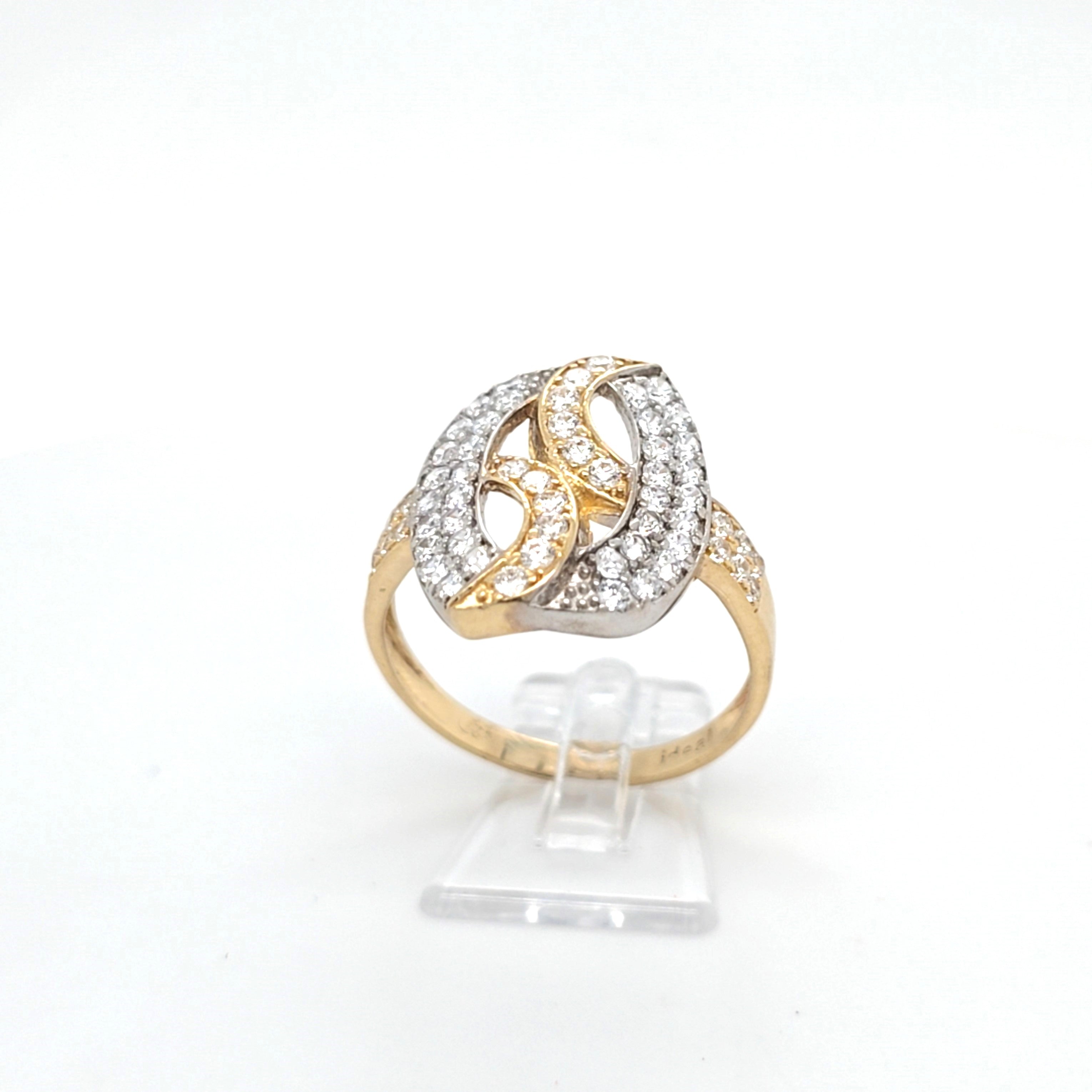 Damen Ring Gelbgold Weißgold 585 14 kt Zirkonia Schmuck Geschenk 192259