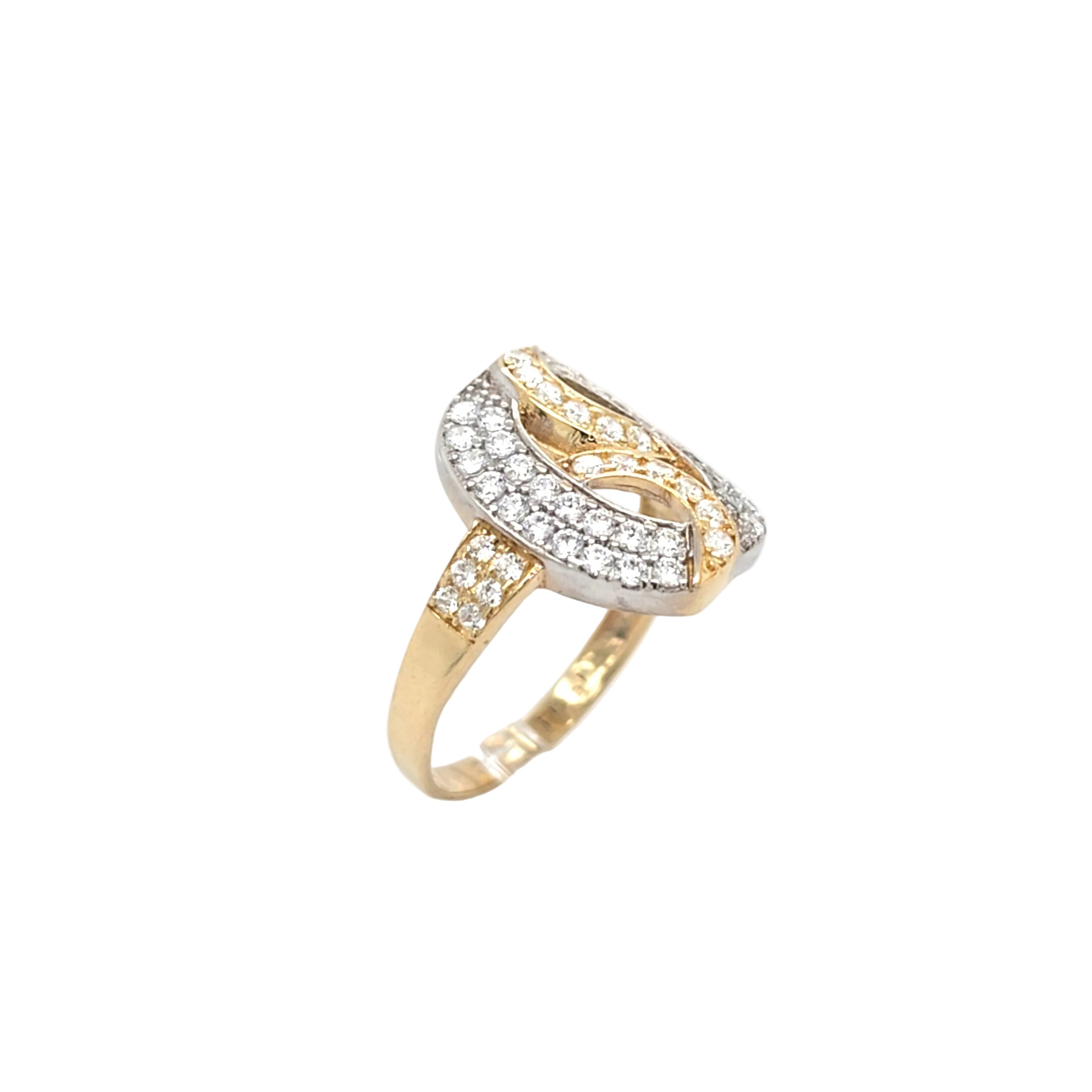 Damen Ring Gelbgold Weißgold 585 14 kt Zirkonia