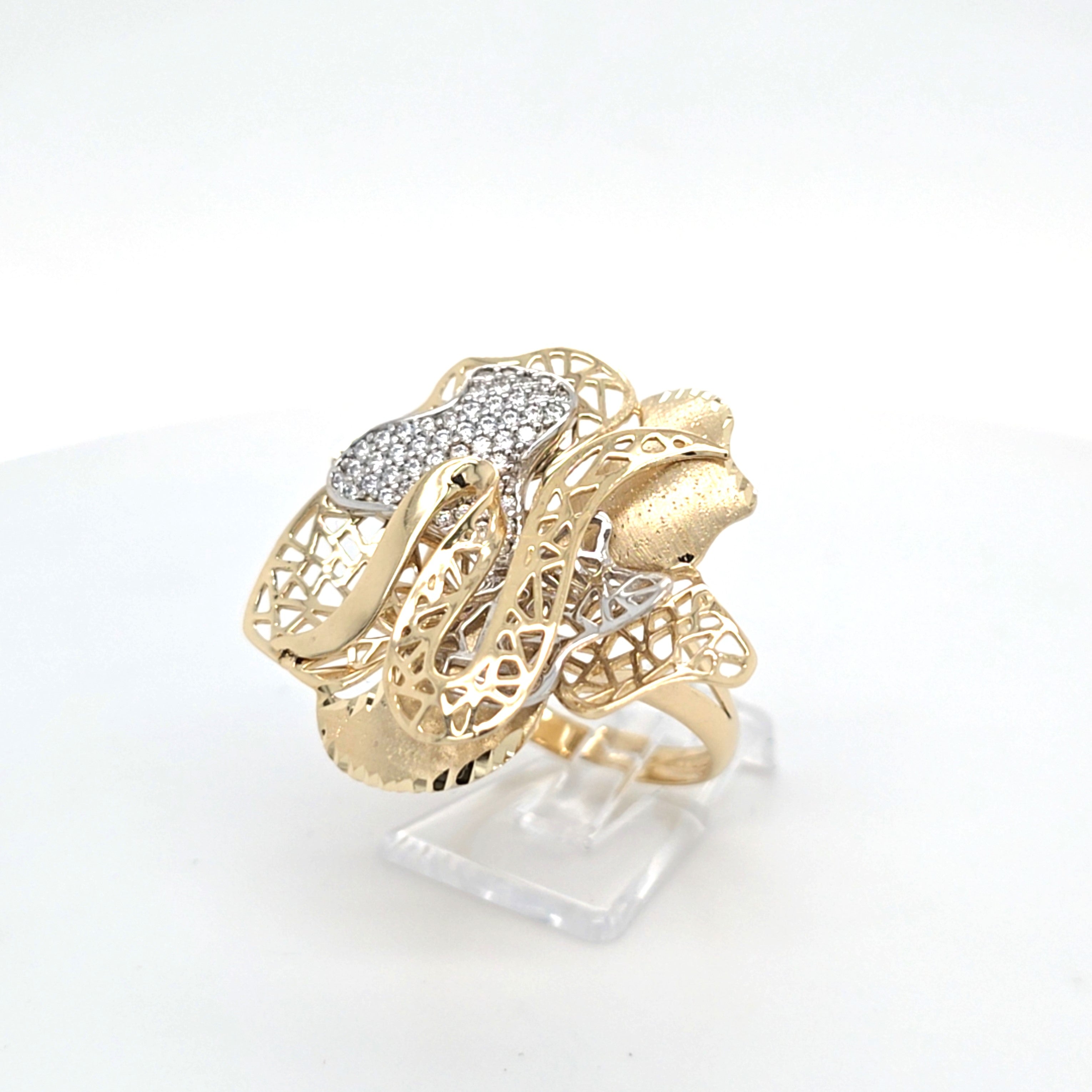 Damen Ring Gelbgold Weißgold 585 14 kt Zirkonia Schmuck Geschenk 176003
