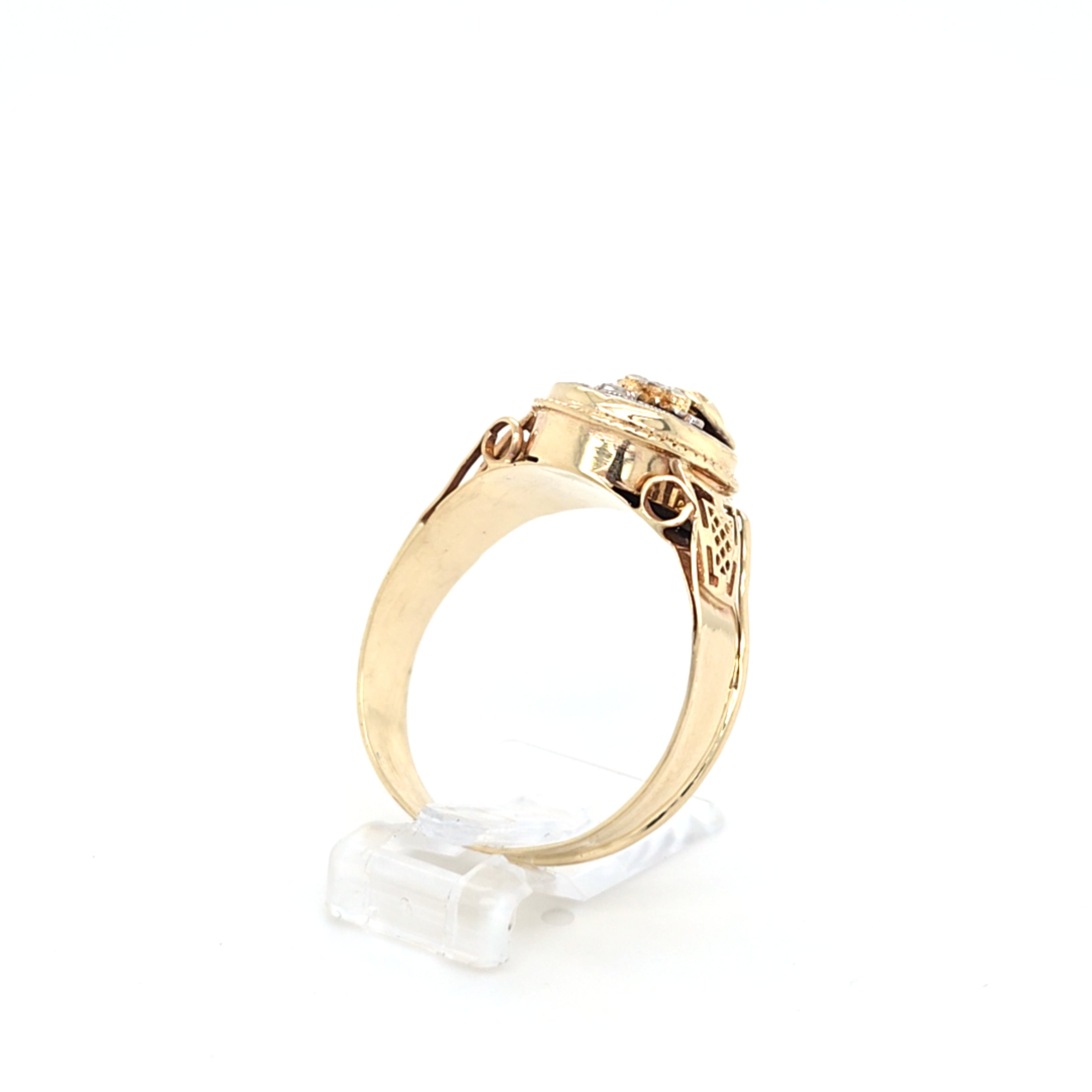 Ring Gelbgold Weißgold 585 14 kt Kreuz Schwarzer Schmuckstein Diamanten200819