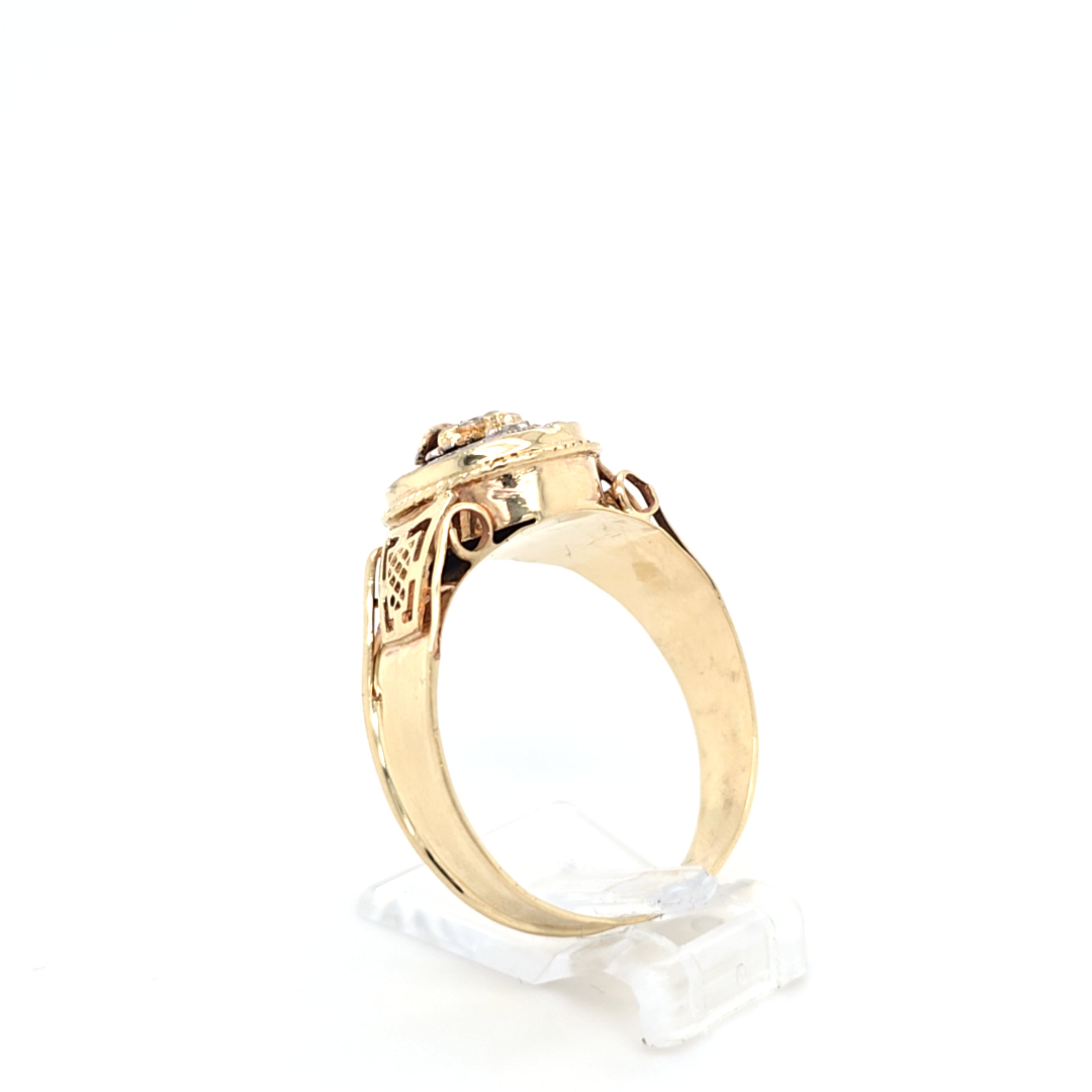Ring Gelbgold Weißgold 585 14 kt Kreuz Schwarzer Schmuckstein Diamanten200819