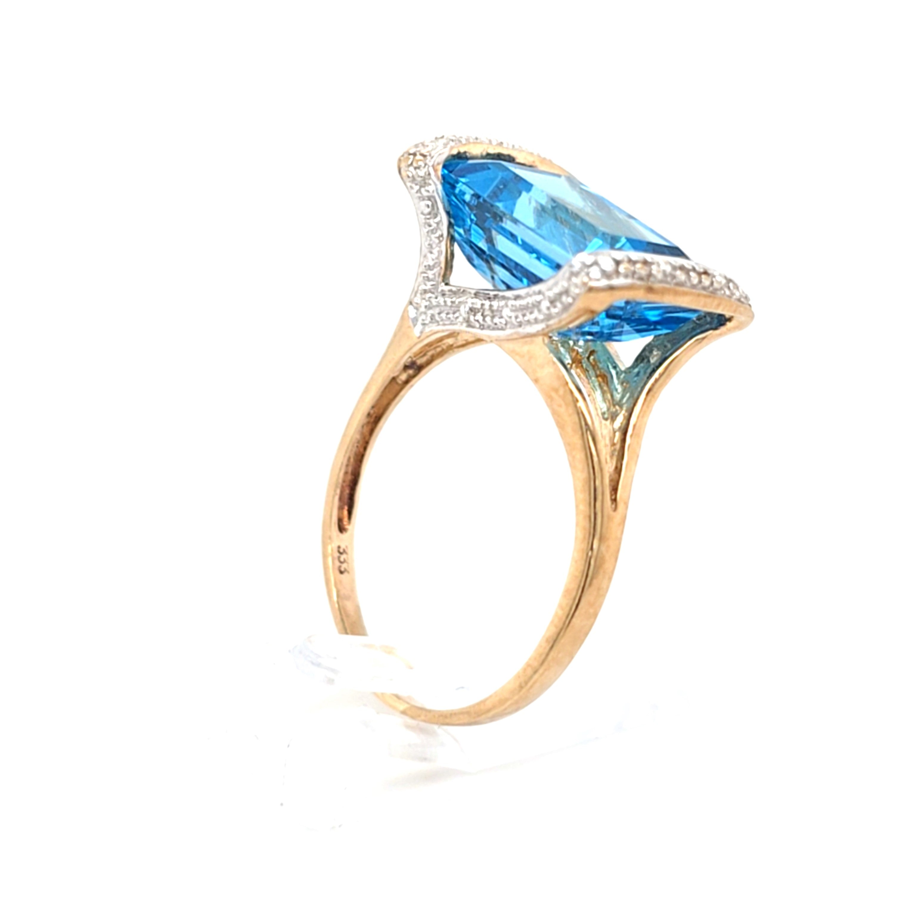 Damen Ring Gelbgold 333 8 kt hellbl.Schmuckstein Schmuck 210589