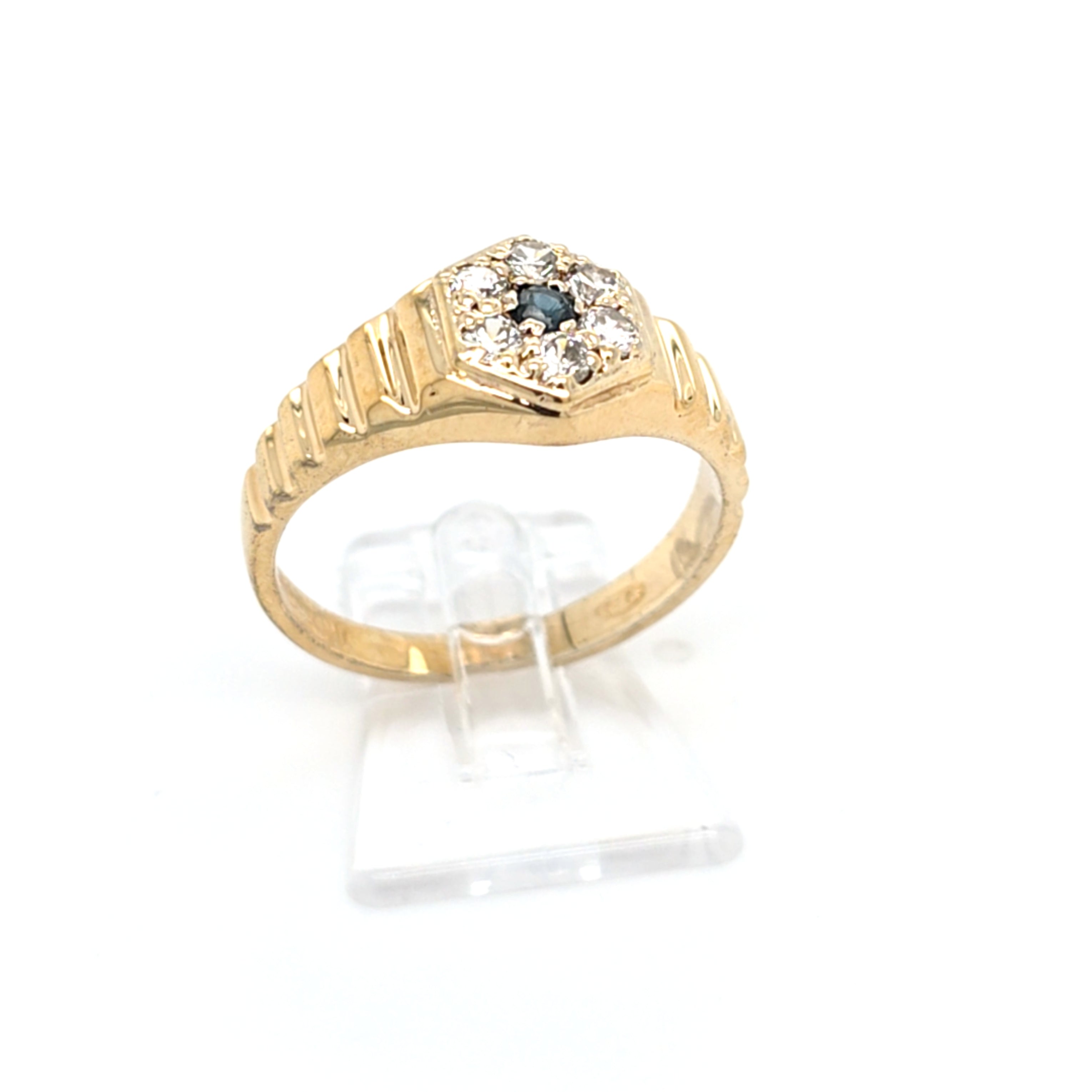 Damen Ring Gelbgold 333 8kt Zirkonia Blauer Schmuckstein Schmuck 210747