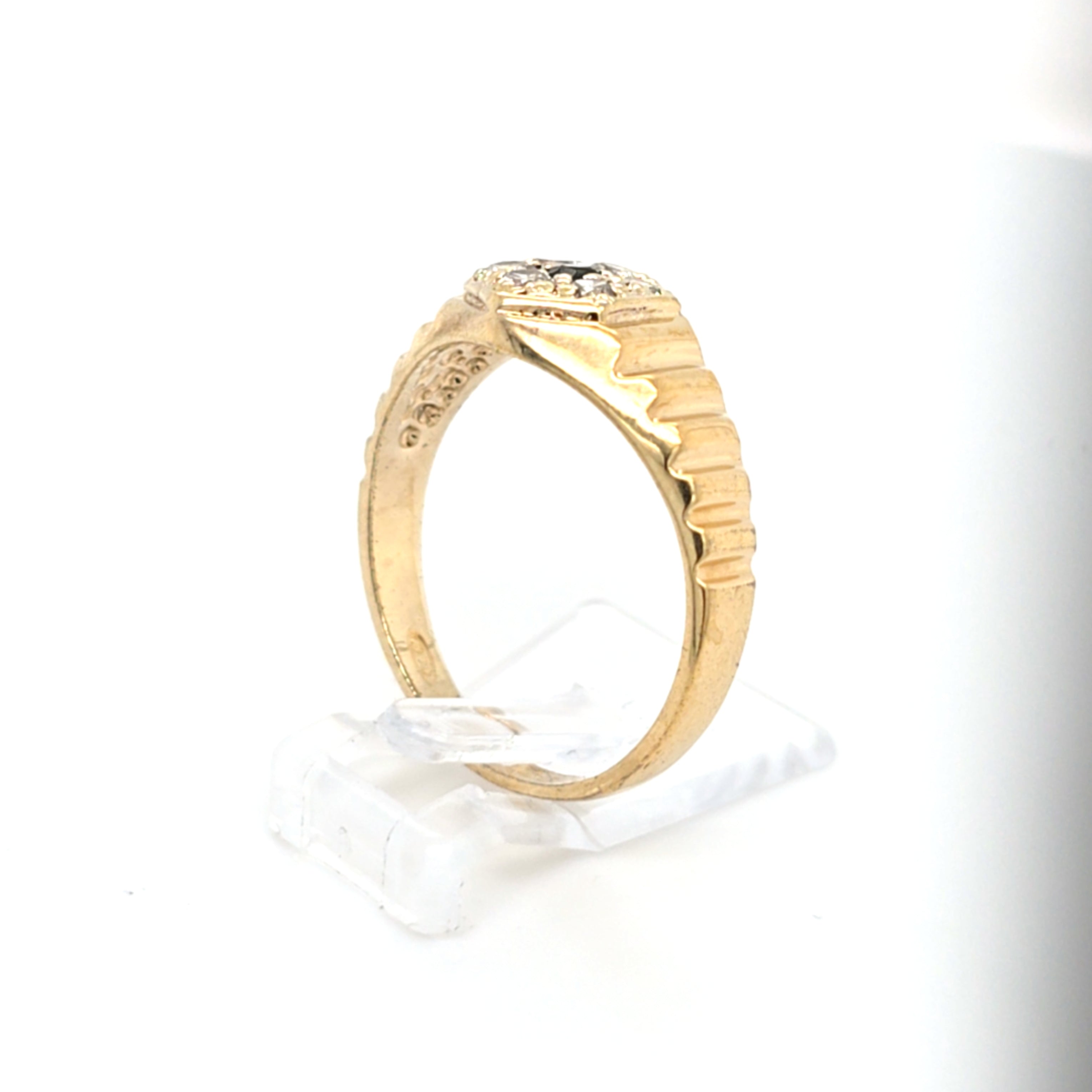 Damen Ring Gelbgold 333 8kt Zirkonia Blauer Schmuckstein Schmuck 210747